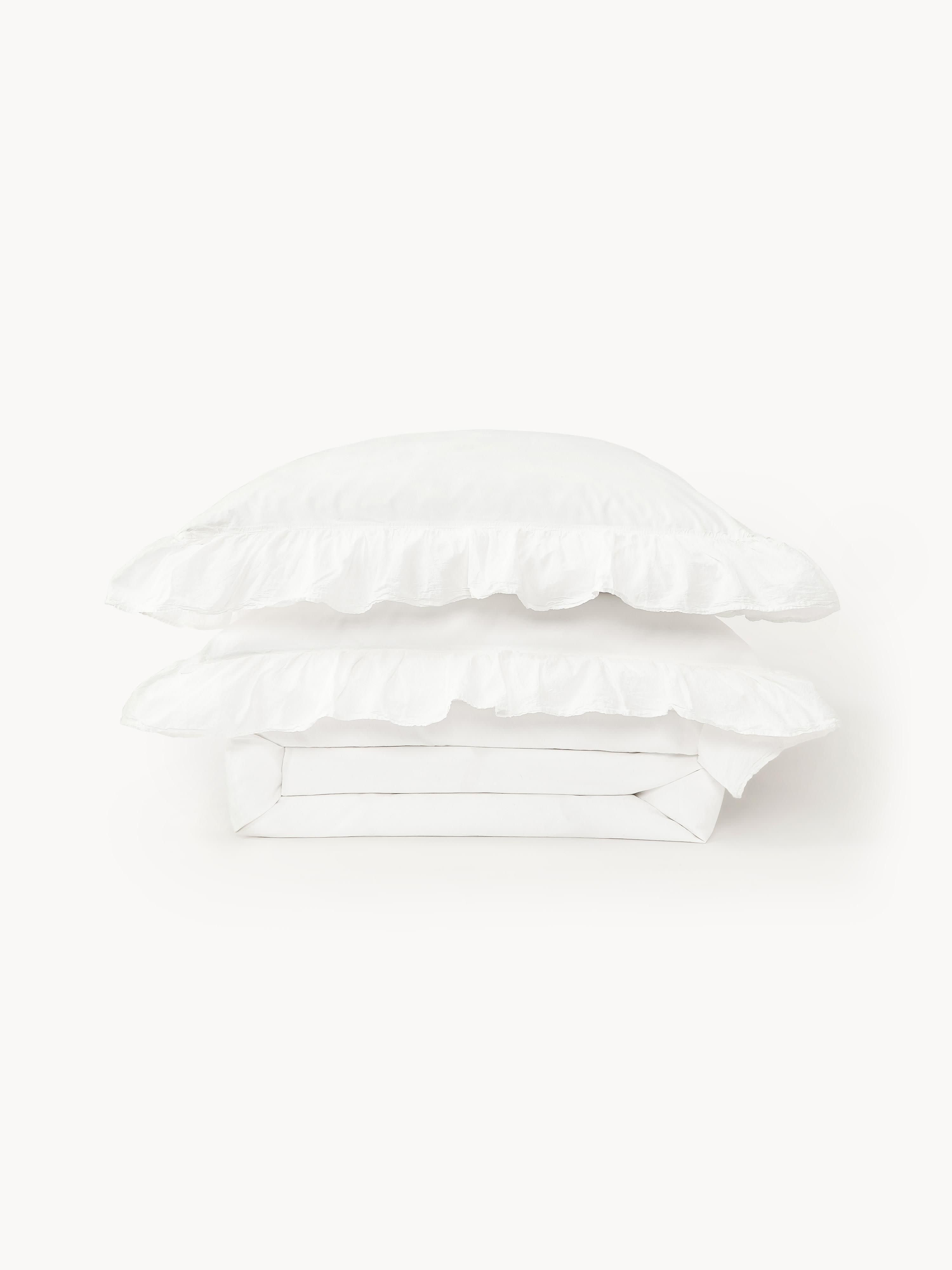 Louane Washed Cotton Percale Duvet Cover with Ruffles