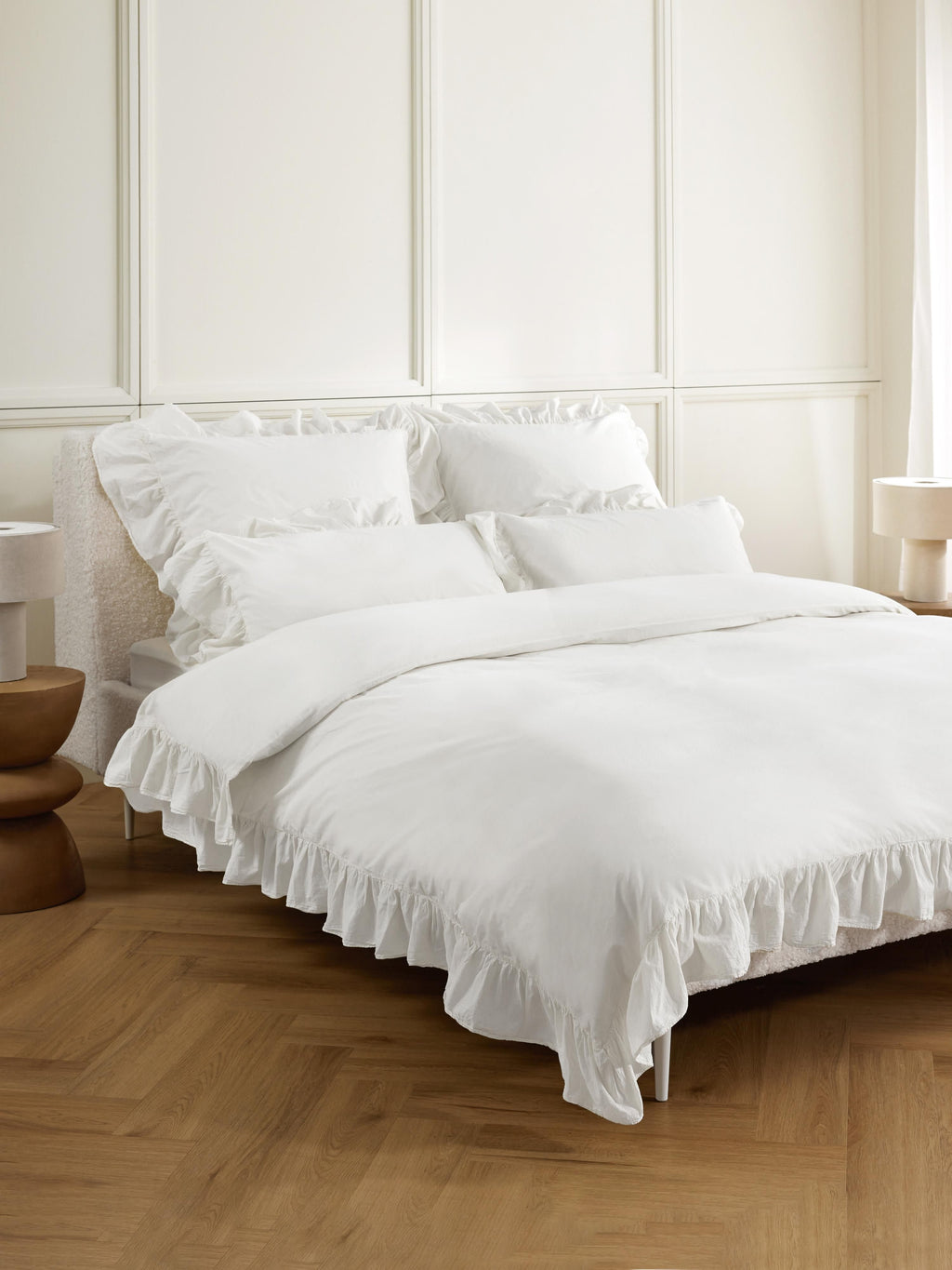 Louane Washed Cotton Percale Duvet Cover with Ruffles