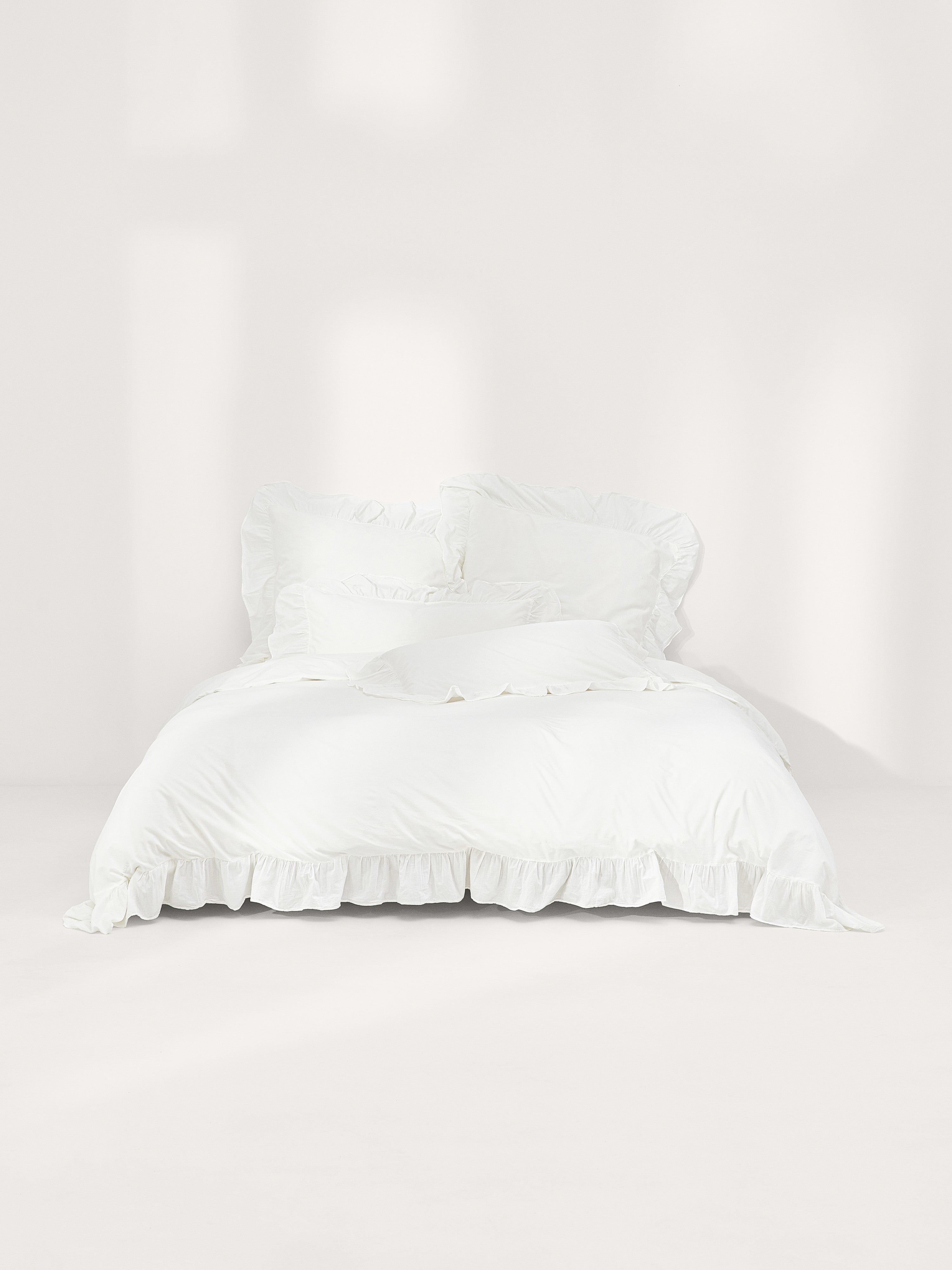 Louane Washed Cotton Percale Duvet Cover with Ruffles
