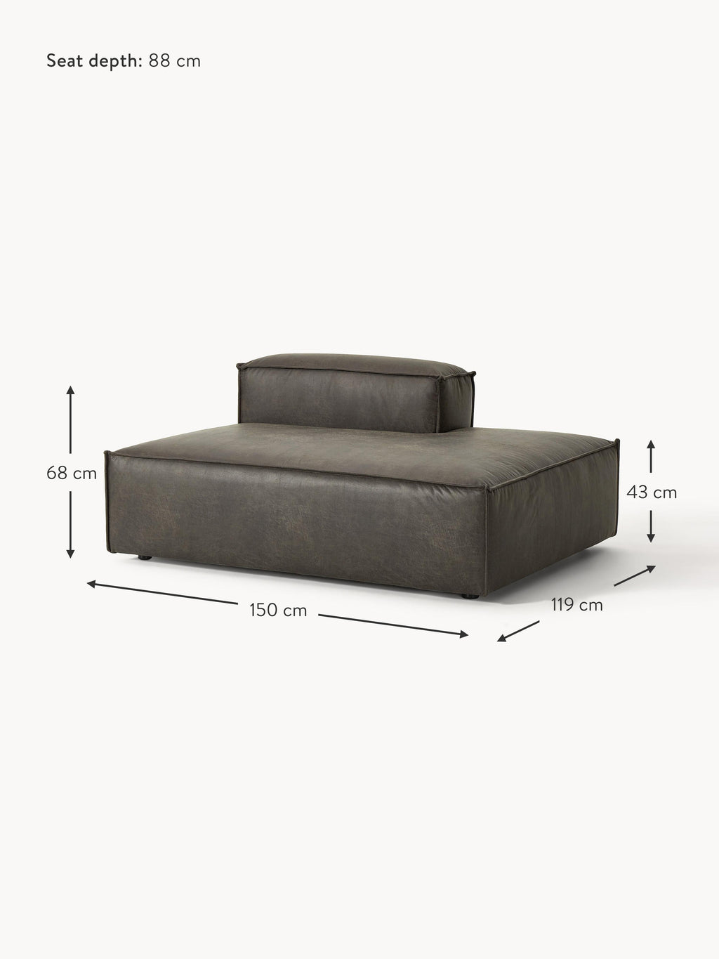 Lennon Leather Chaise Module