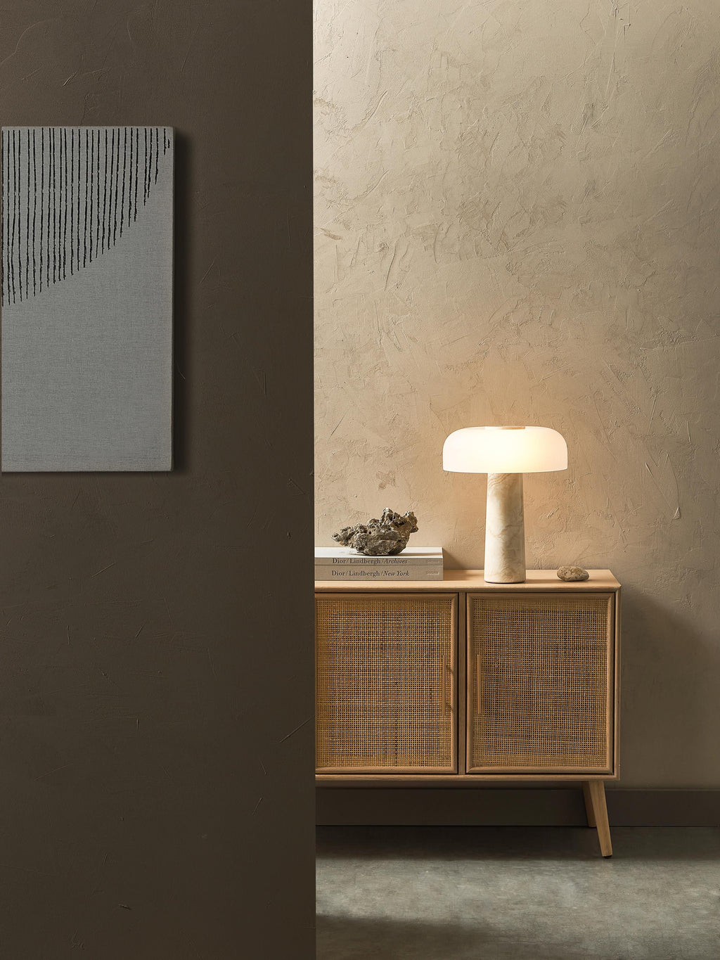 Carla Table Lamp with Travertine Base