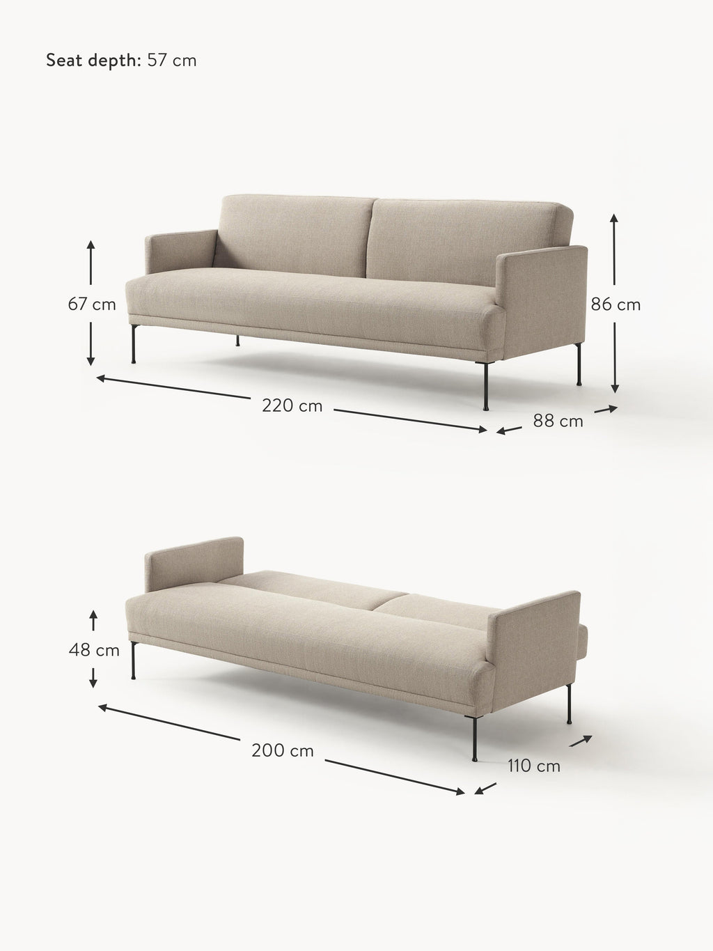 Fluente Sofa Bed (3-seater)