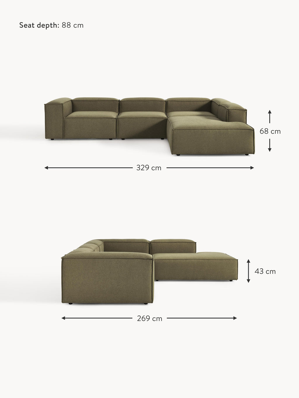 Lennon Modular Corner Sofa (4-seater)