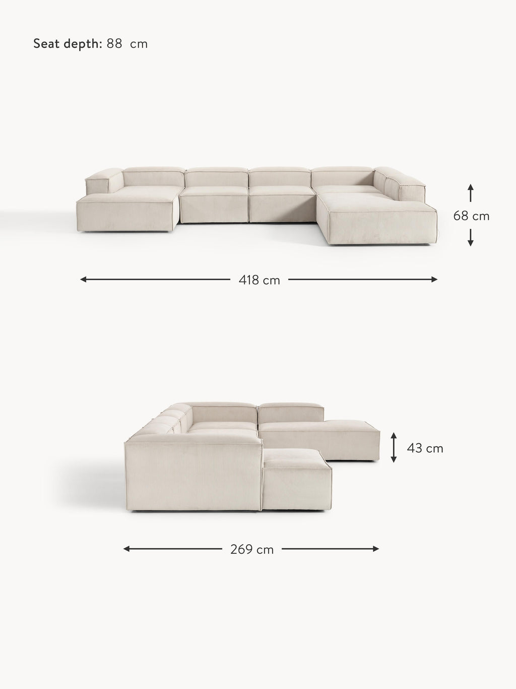 Lennon XL Corduroy Modular Sofa