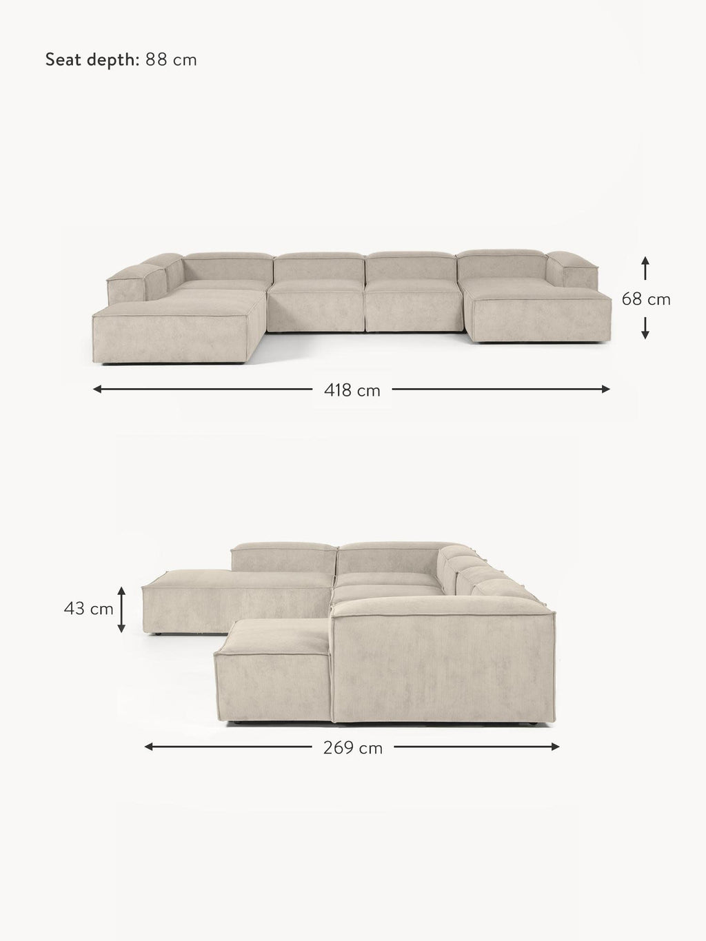 Lennon XL Corduroy Modular Sofa