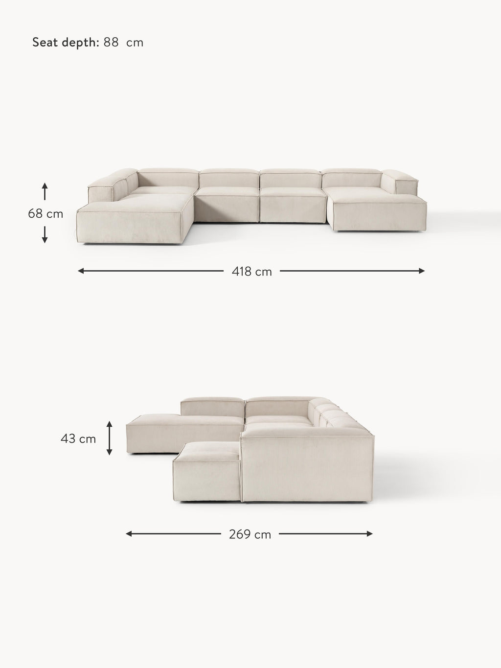 Lennon XL Corduroy Modular Sofa