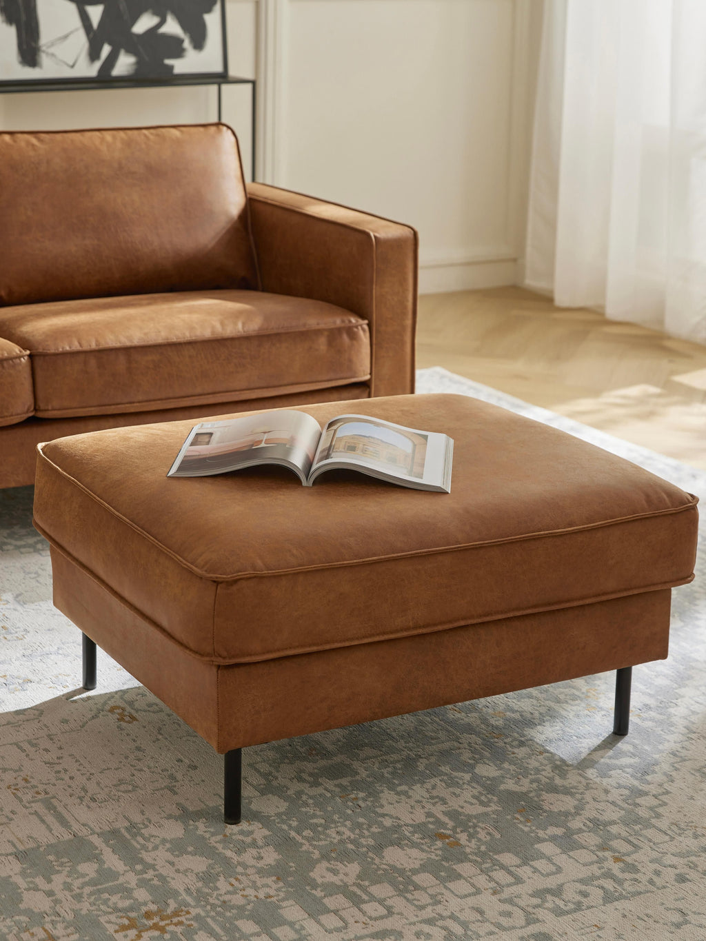 Hunter Leather Ottoman