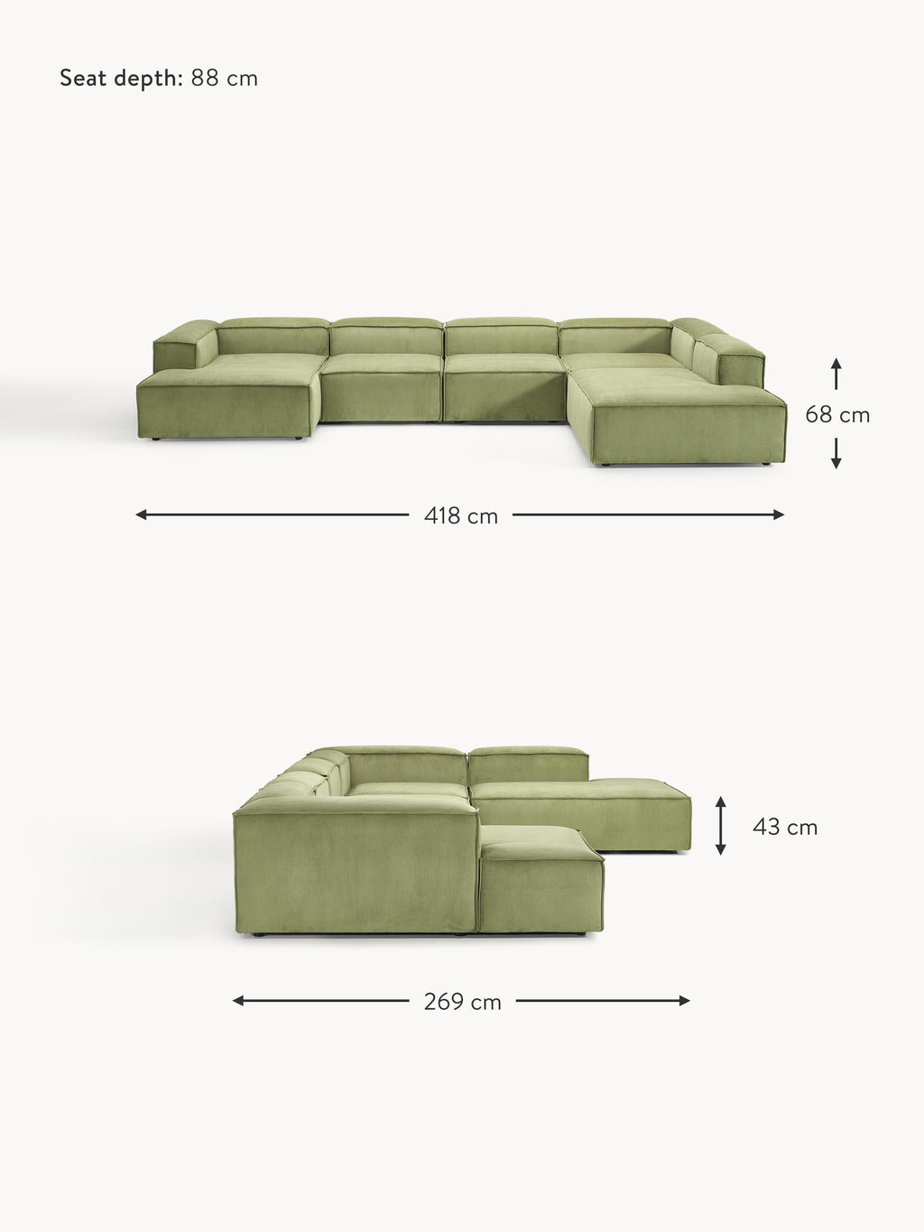 Lennon XL Corduroy Modular Sofa