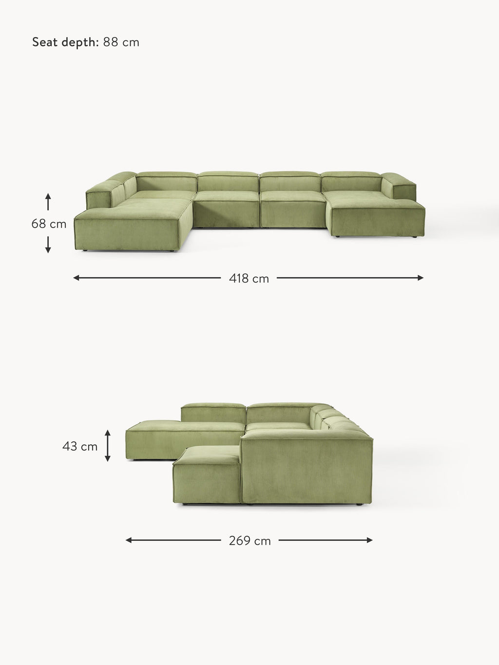 Lennon XL Corduroy Modular Sofa