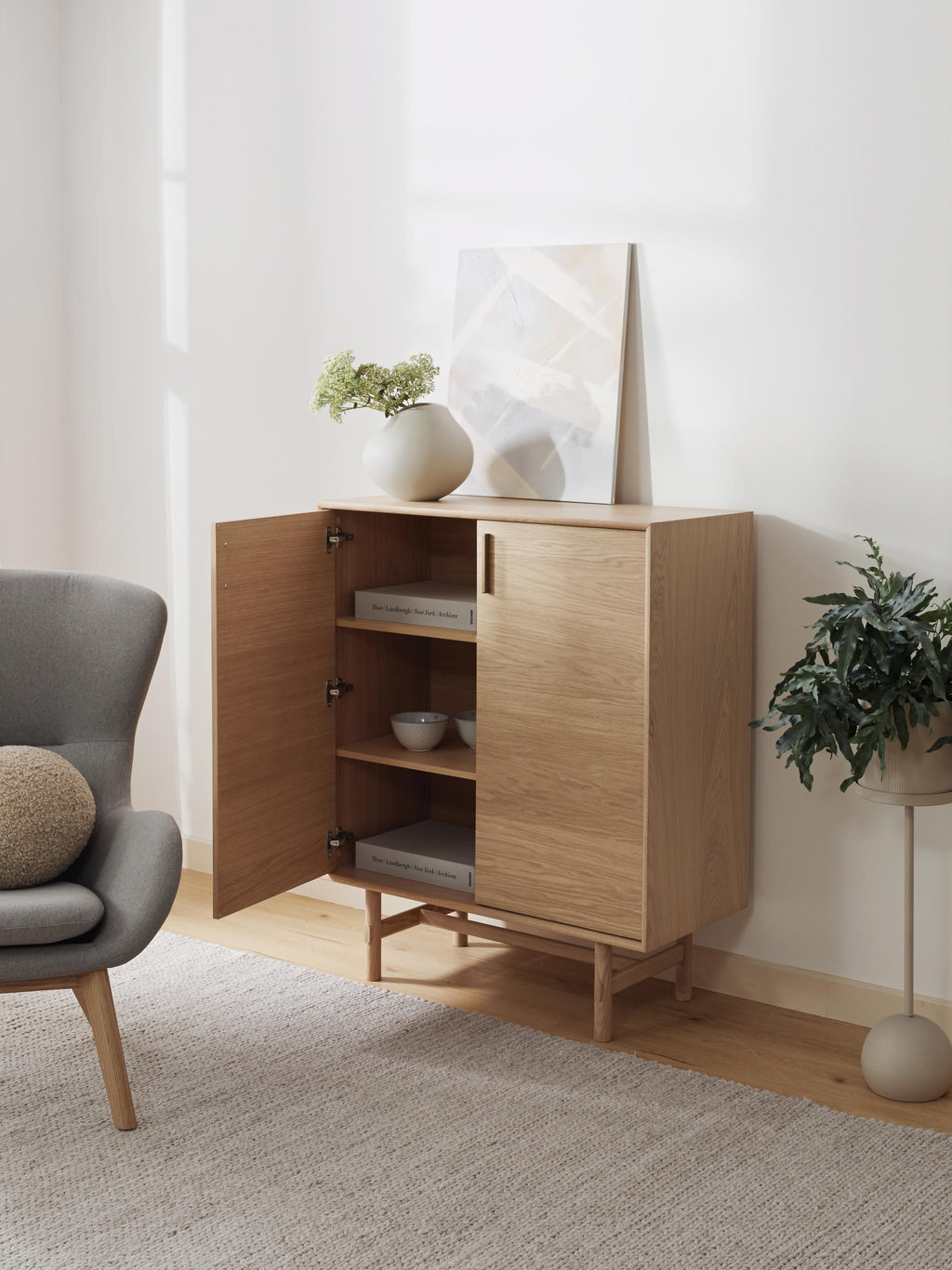 Diana Oak Wood Highboard