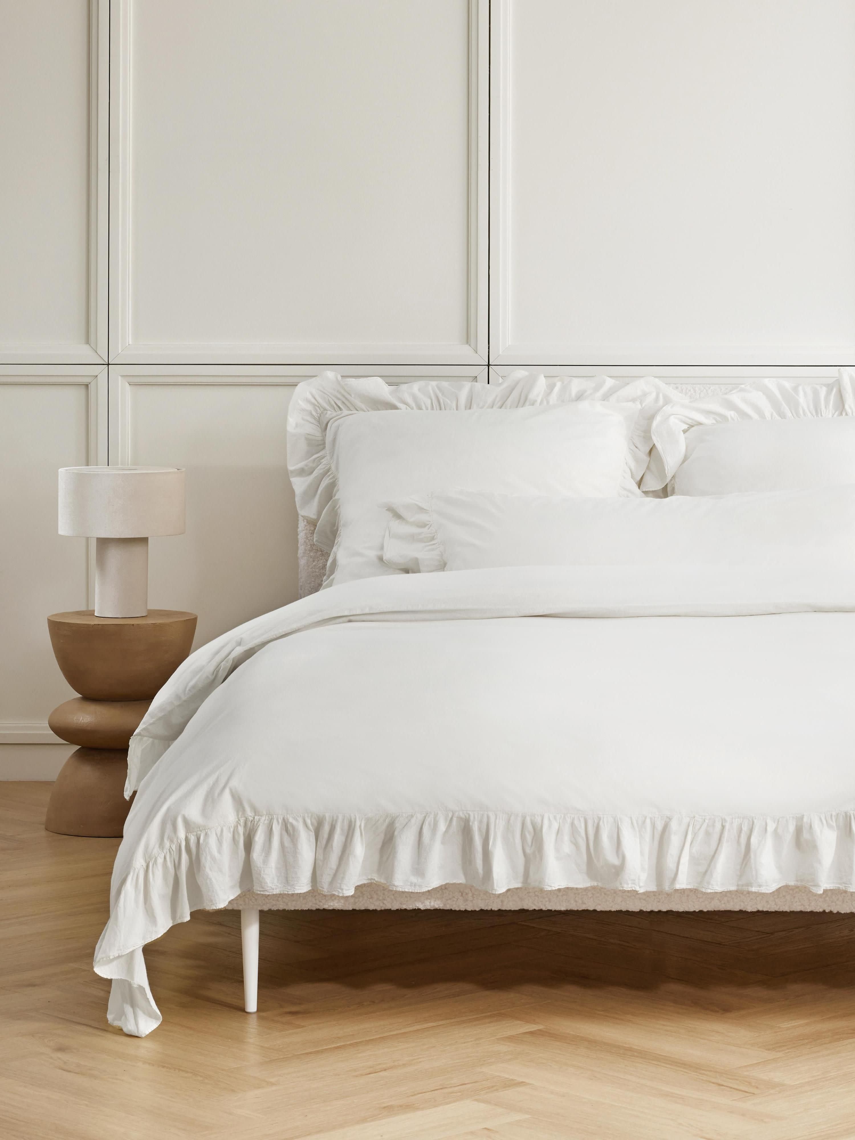 Louane Washed Cotton Percale Pillowcase with Ruffles