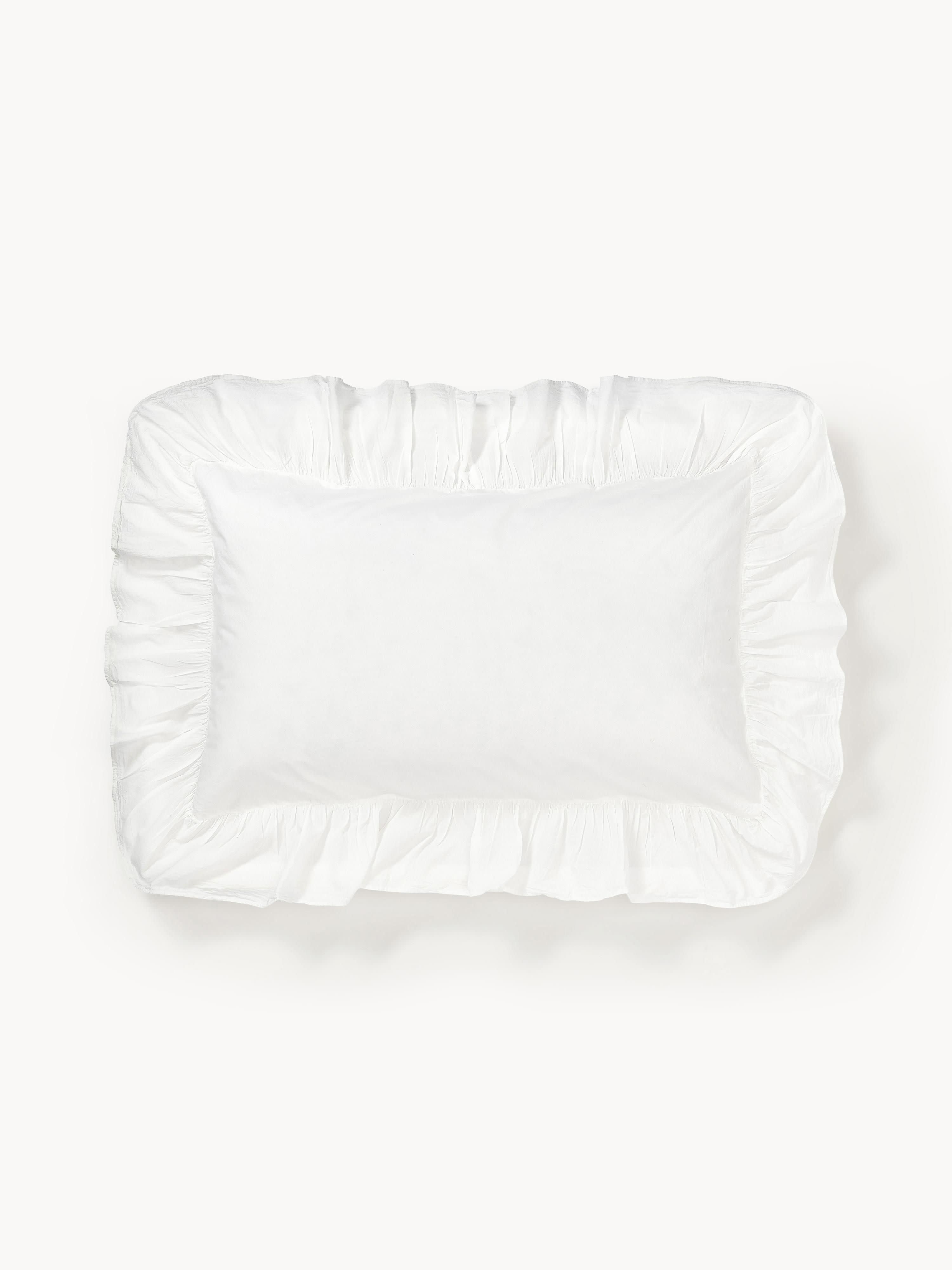 Louane Washed Cotton Percale Pillowcase with Ruffles