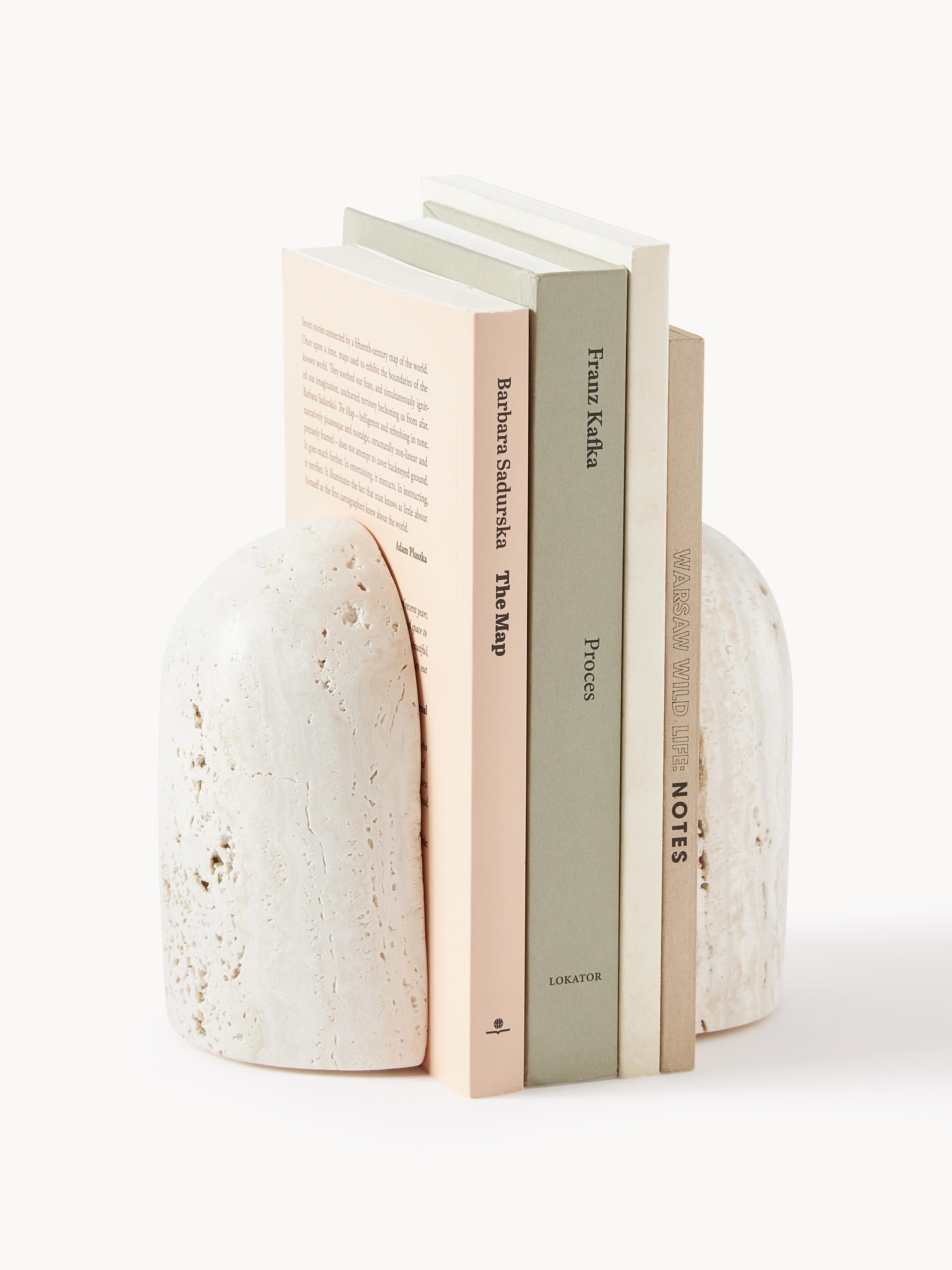 Sava Travertine Bookends, Set of 2