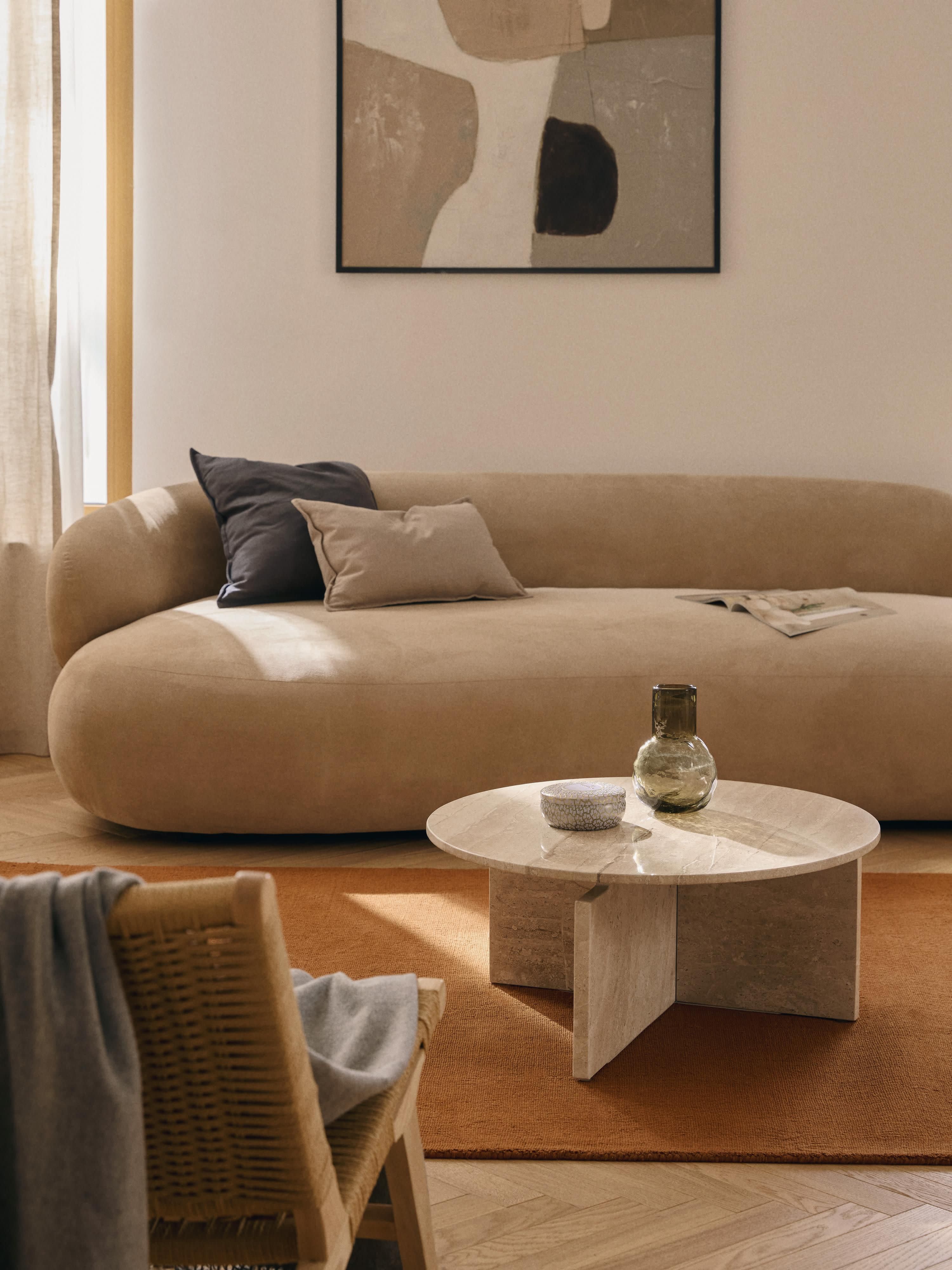 Marisa Round Travertine Coffee Table