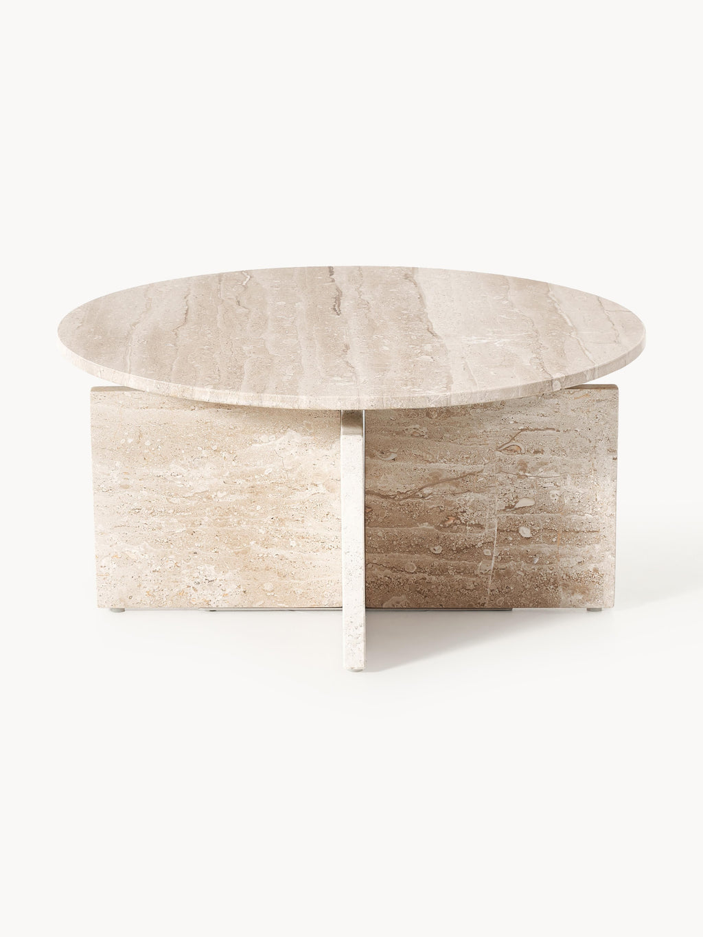 Marisa Round Travertine Coffee Table