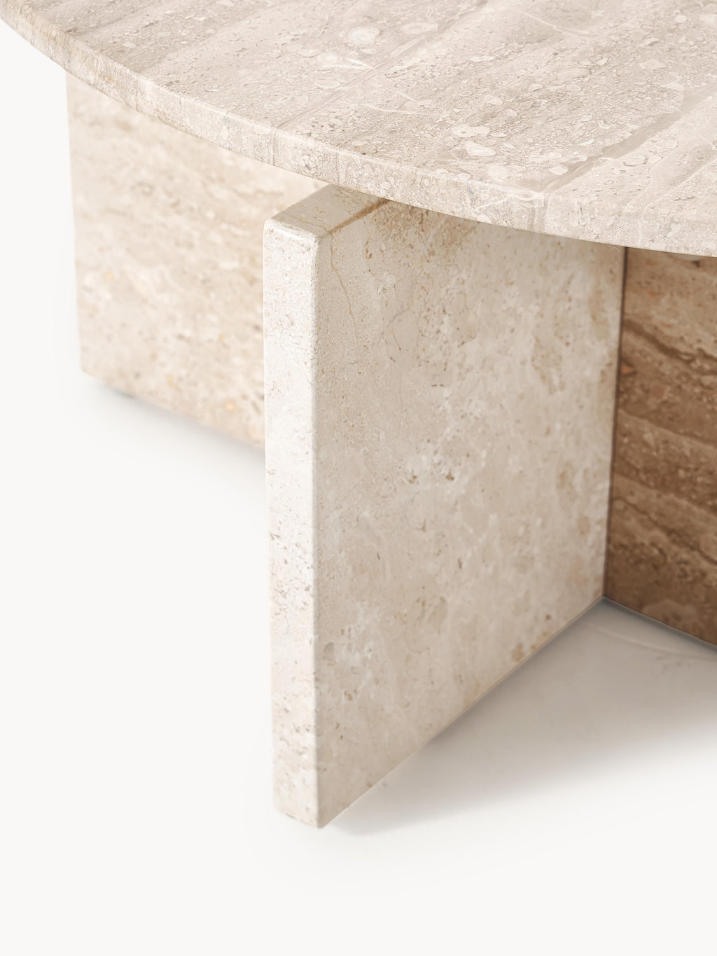 Marisa Round Travertine Coffee Table