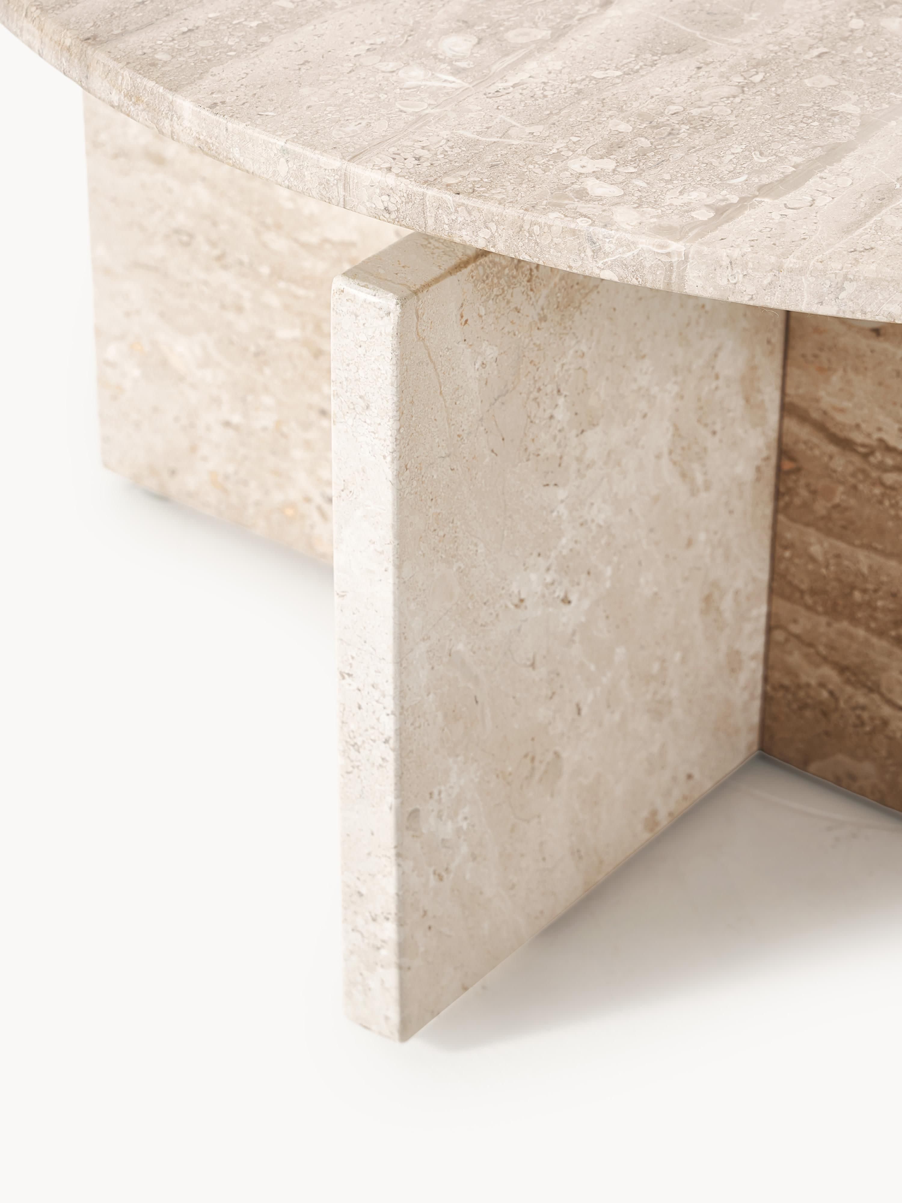 Marisa Round Travertine Coffee Table