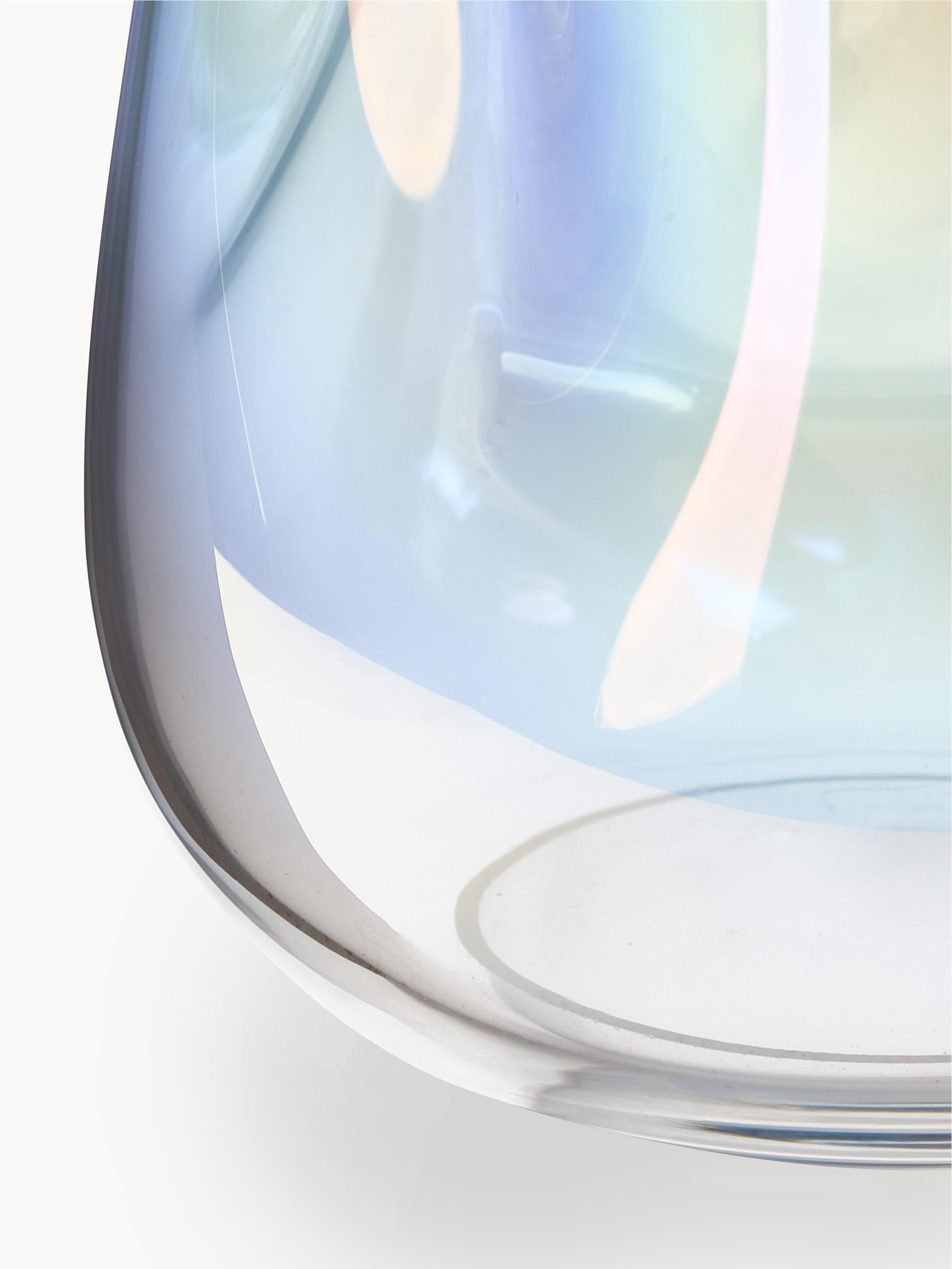 Rainbow Mouth-Blown Glass Vase, H 26 cm