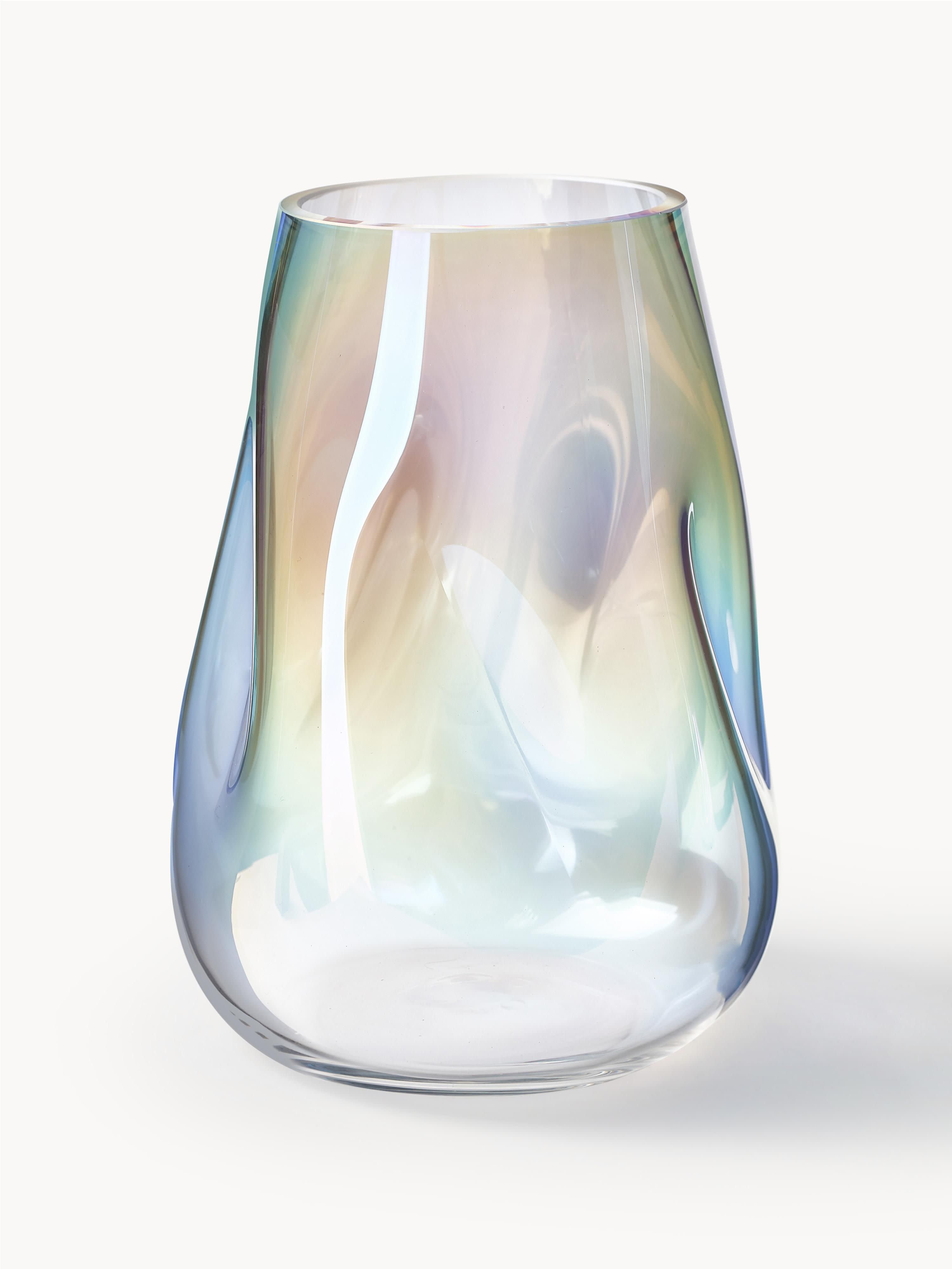 Rainbow Mouth-Blown Glass Vase, H 26 cm