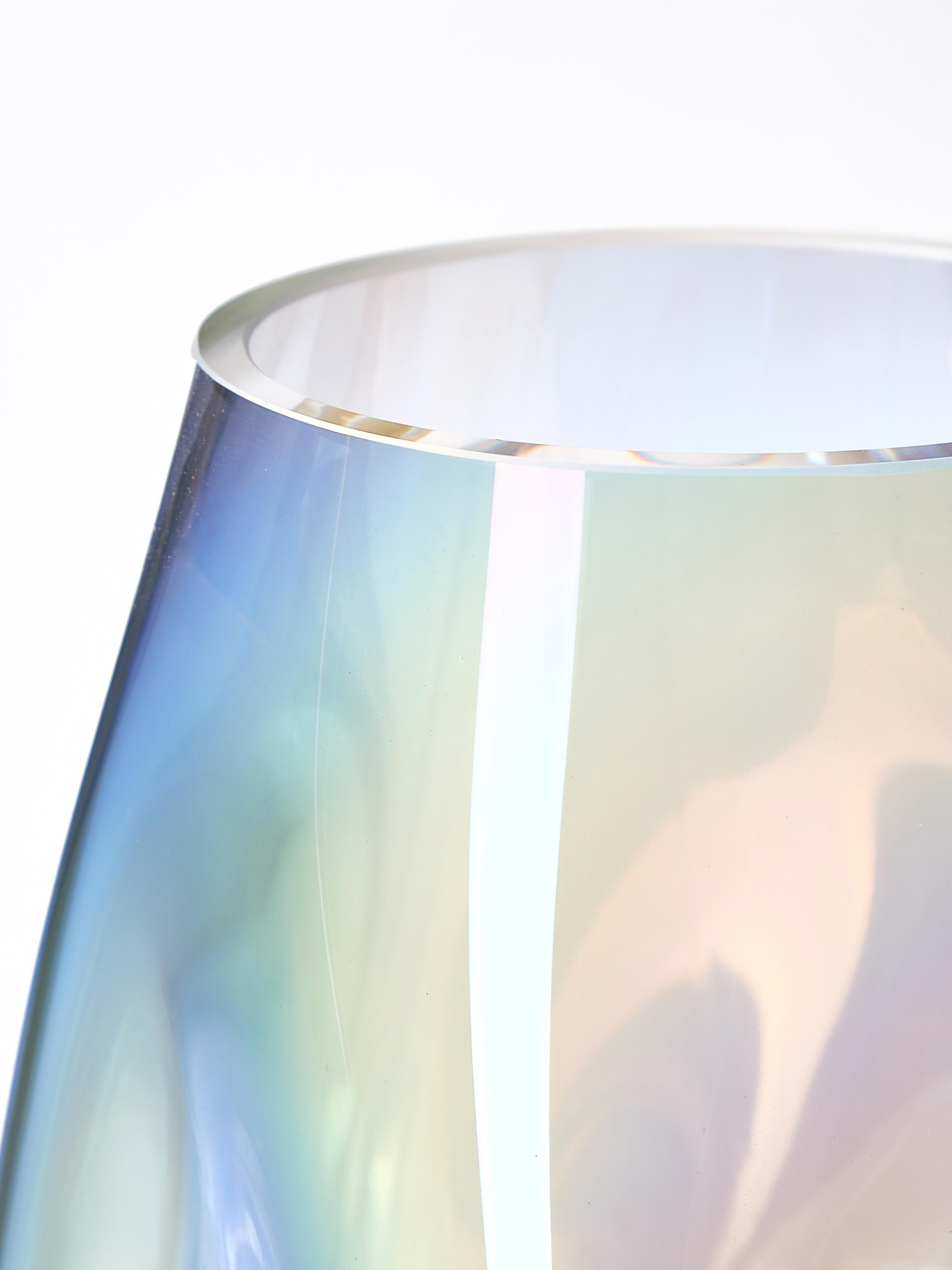 Rainbow Mouth-Blown Glass Vase, H 26 cm