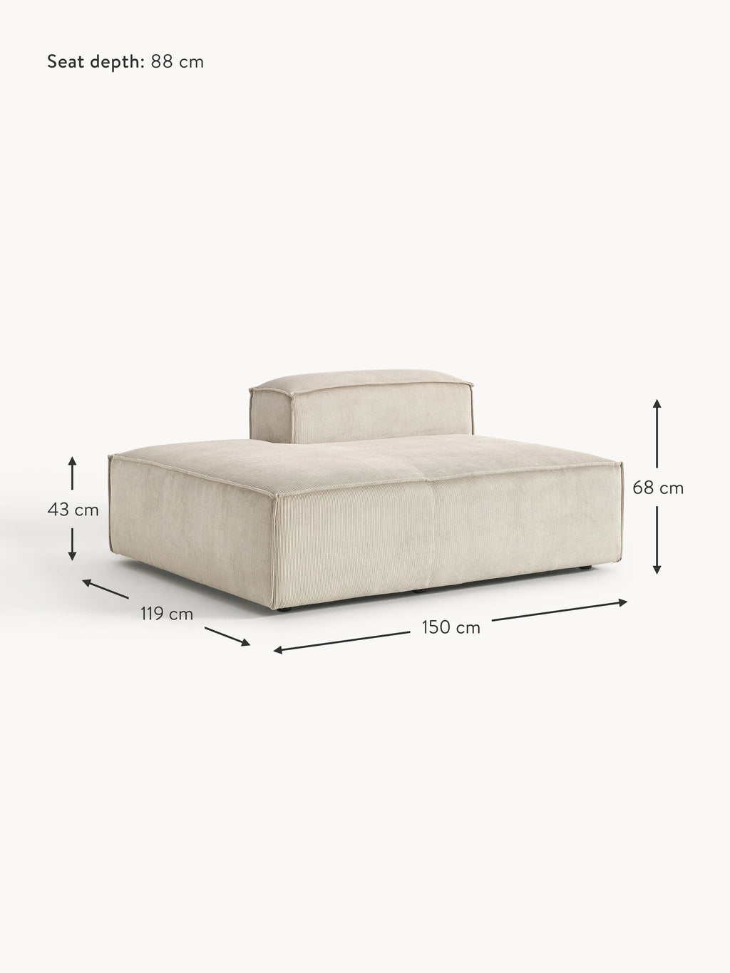 Lennon Corduroy Chaise Module