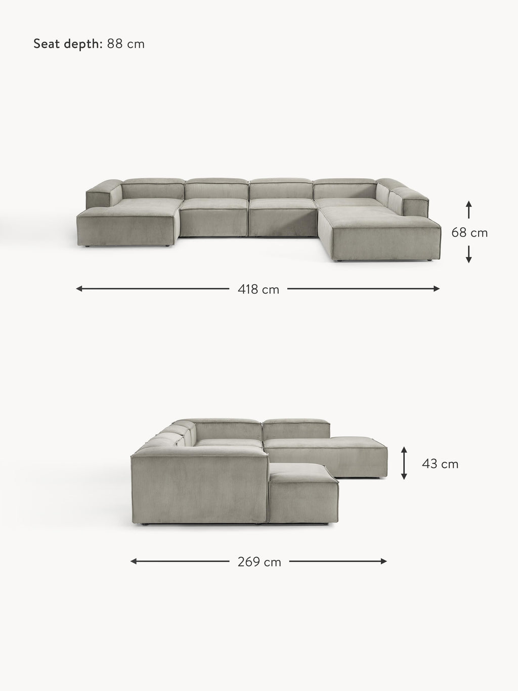 Lennon XL Corduroy Modular Sofa