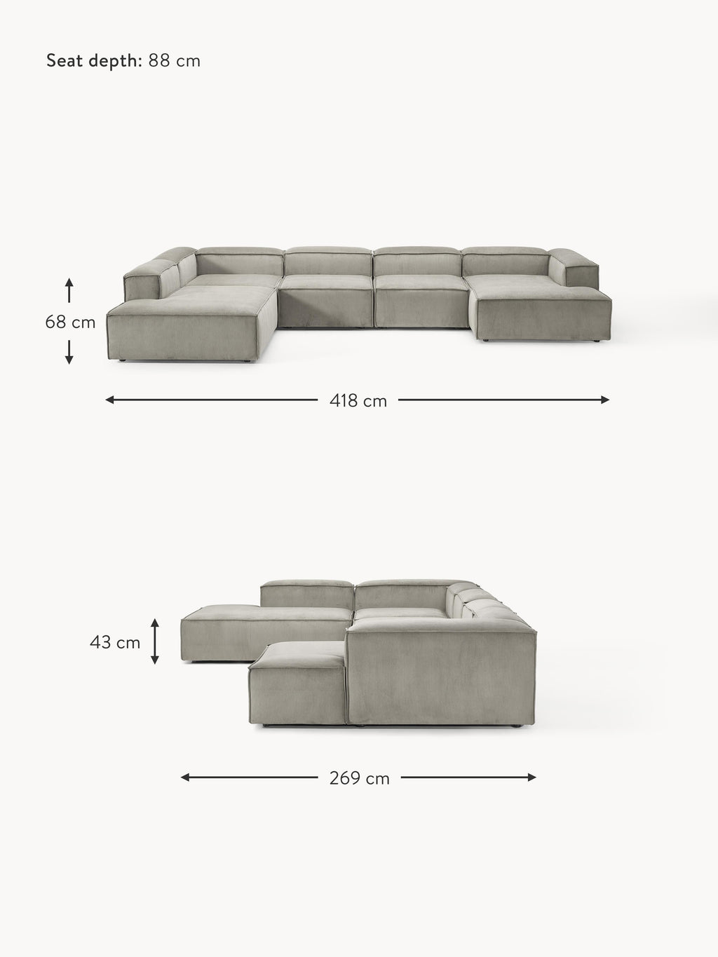 Lennon XL Corduroy Modular Sofa