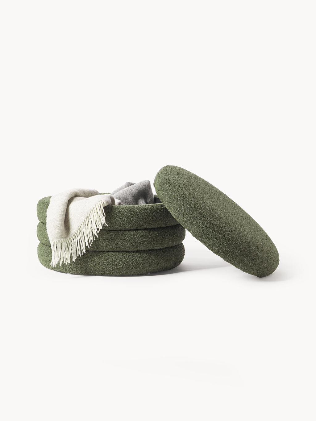 Alto XL Bouclé Upholstered Stool with Storage Space