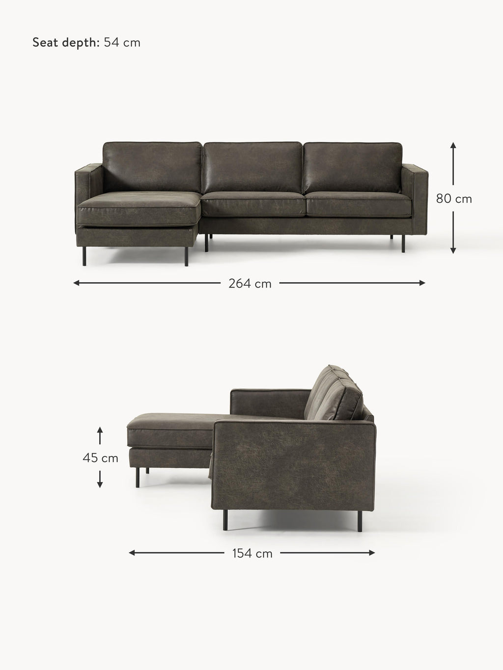 Hunter Leather Corner Sofa (4-seater)