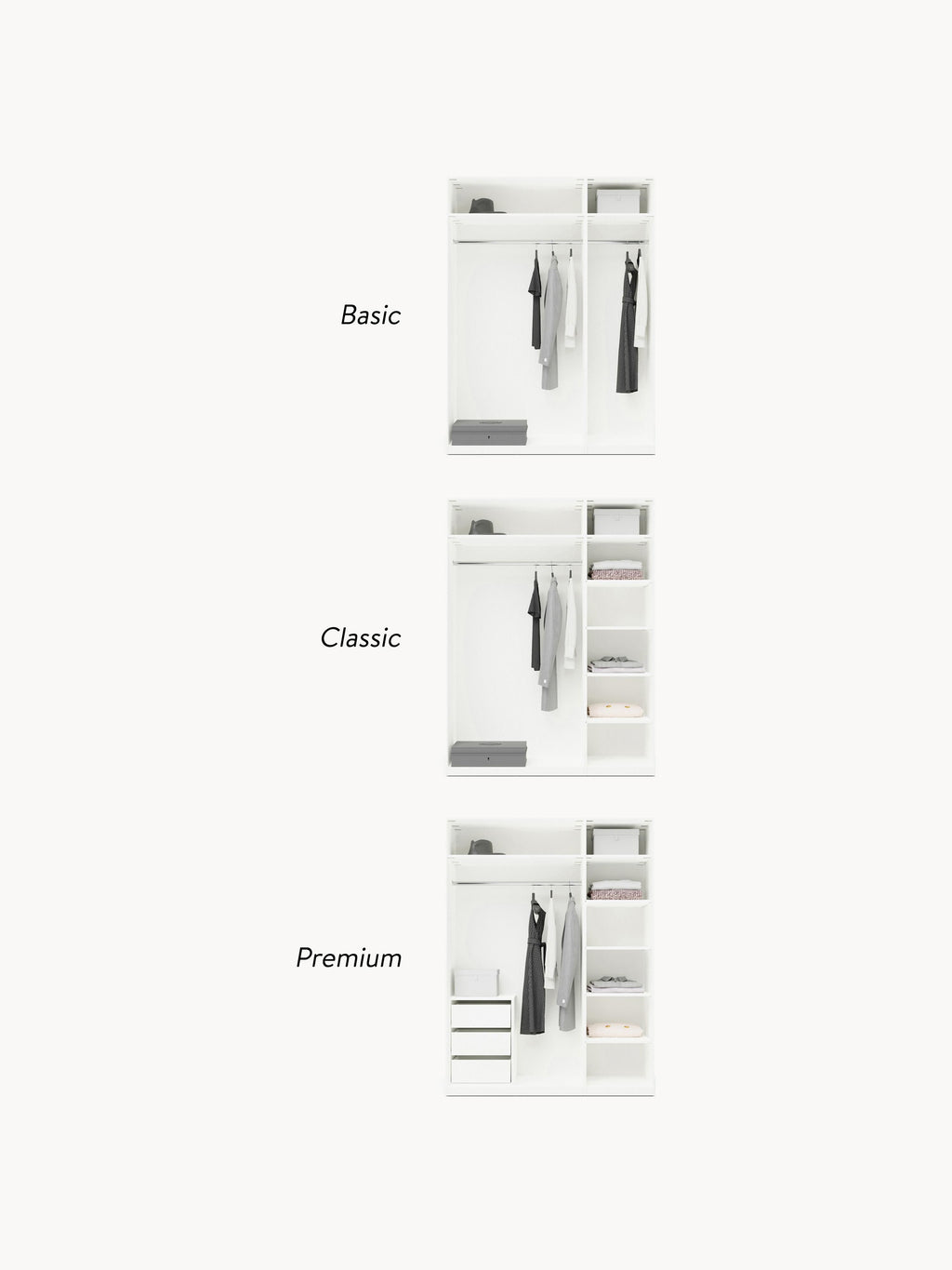 Leon Modular Hinged Door Wardrobe, 150 cm Wide, in various sizes