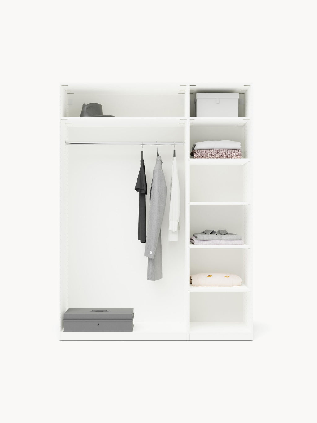 Leon Modular Hinged Door Wardrobe, 150 cm Wide, in various sizes