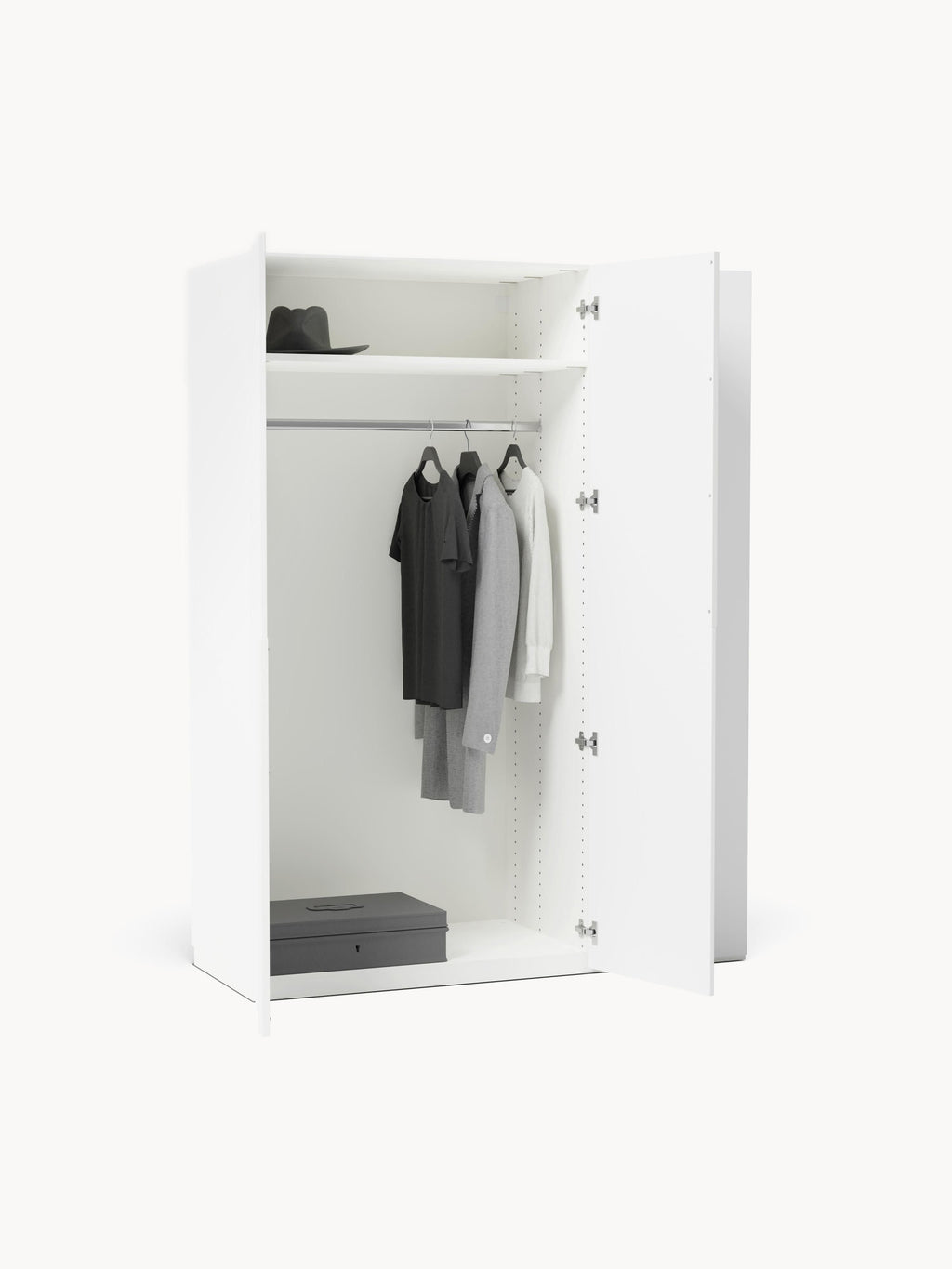 Leon Modular Hinged Door Wardrobe, 150 cm Wide, in various sizes