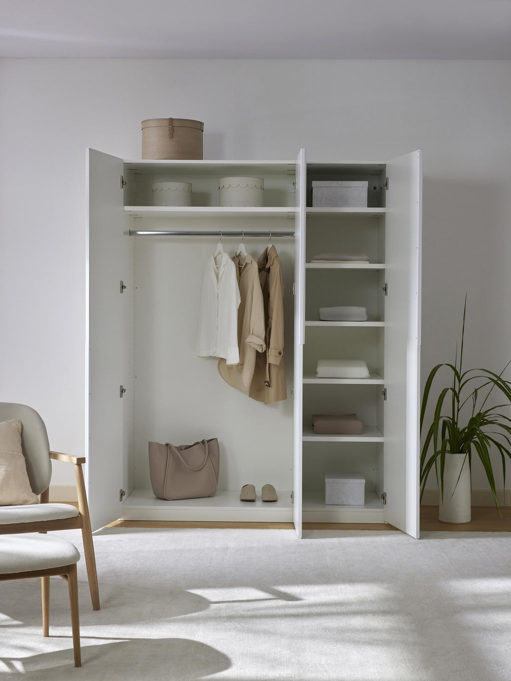 Leon Modular Hinged Door Wardrobe, 150 cm Wide, in various sizes