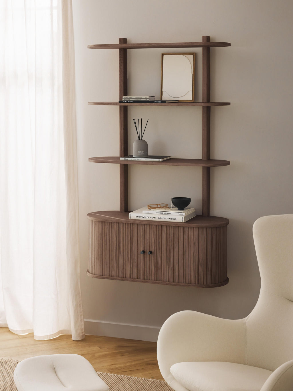 Calary Wall-Mounted Shelf with Fluted Front