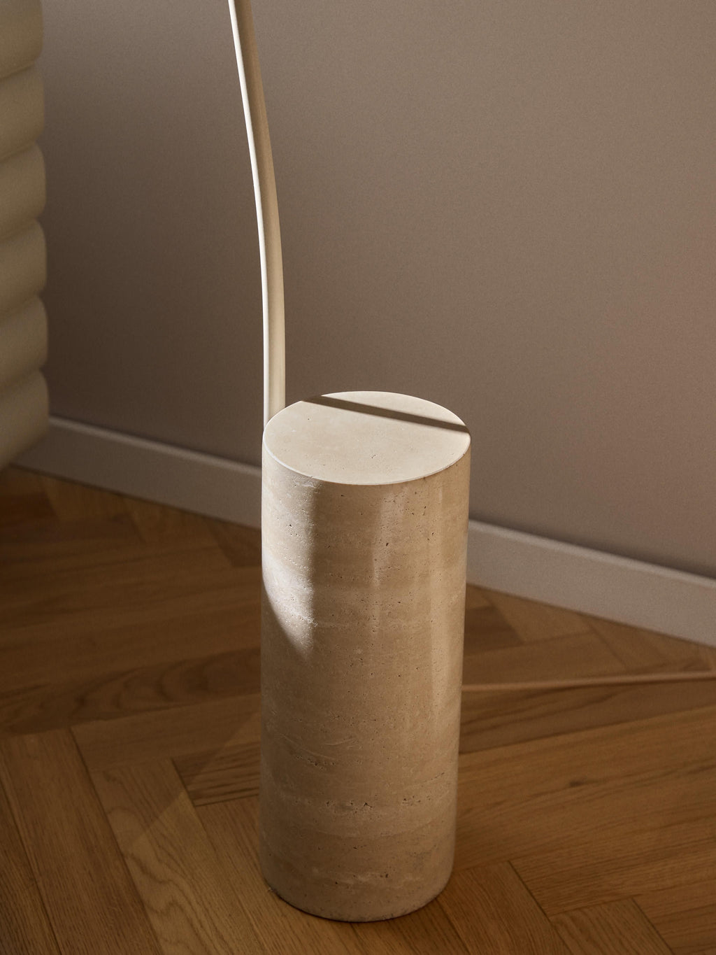 Cora Arc Lamp with Travertine Base