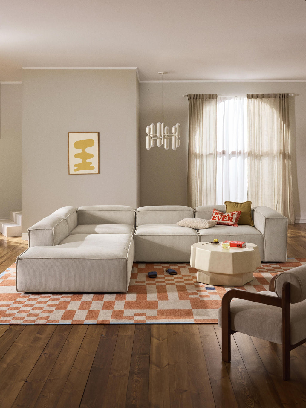 Lennon Corduroy Modular Corner Sofa (4-seater)