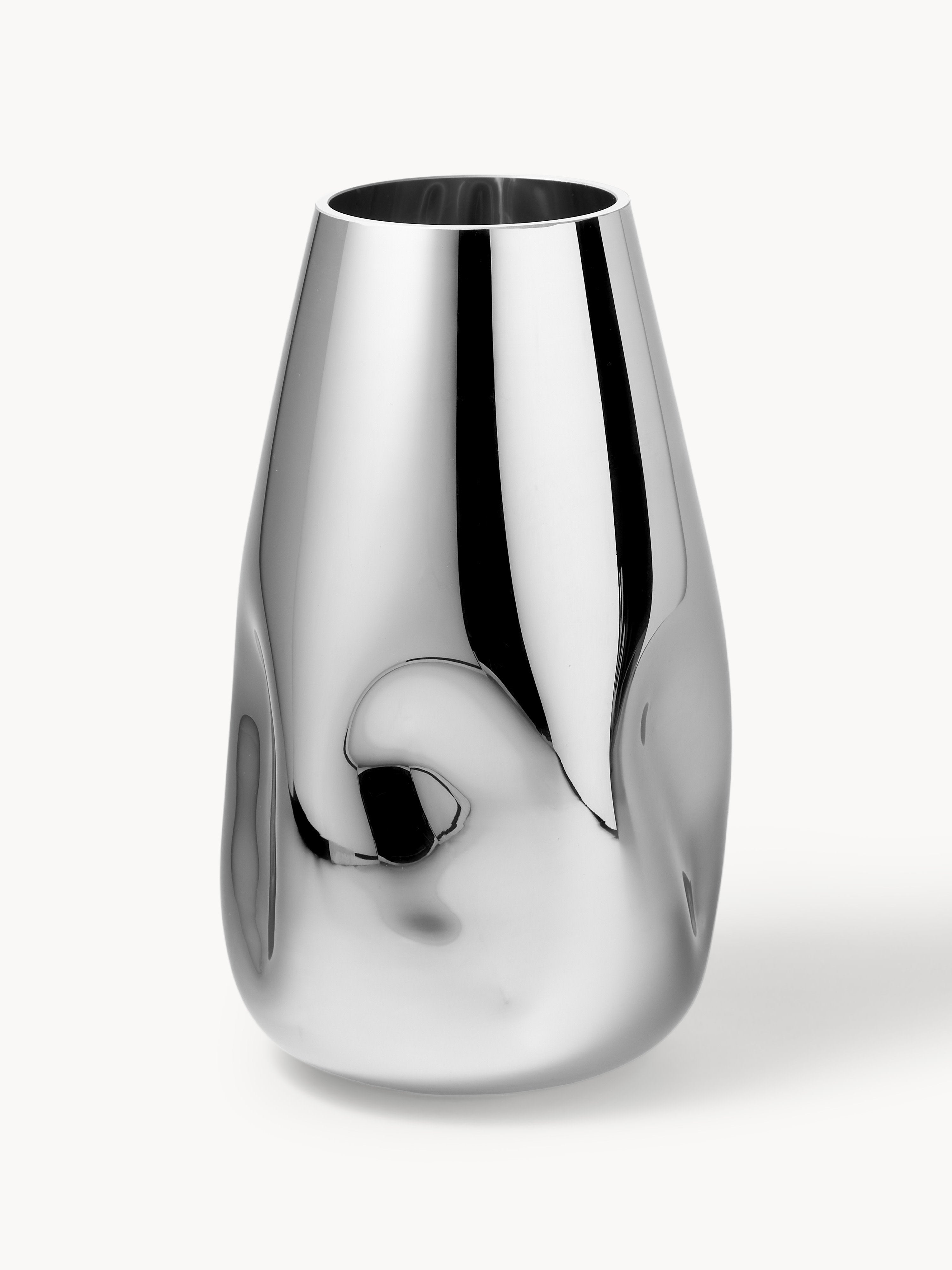 Mirror Mouth-Blown Glass Vase, H 35 cm