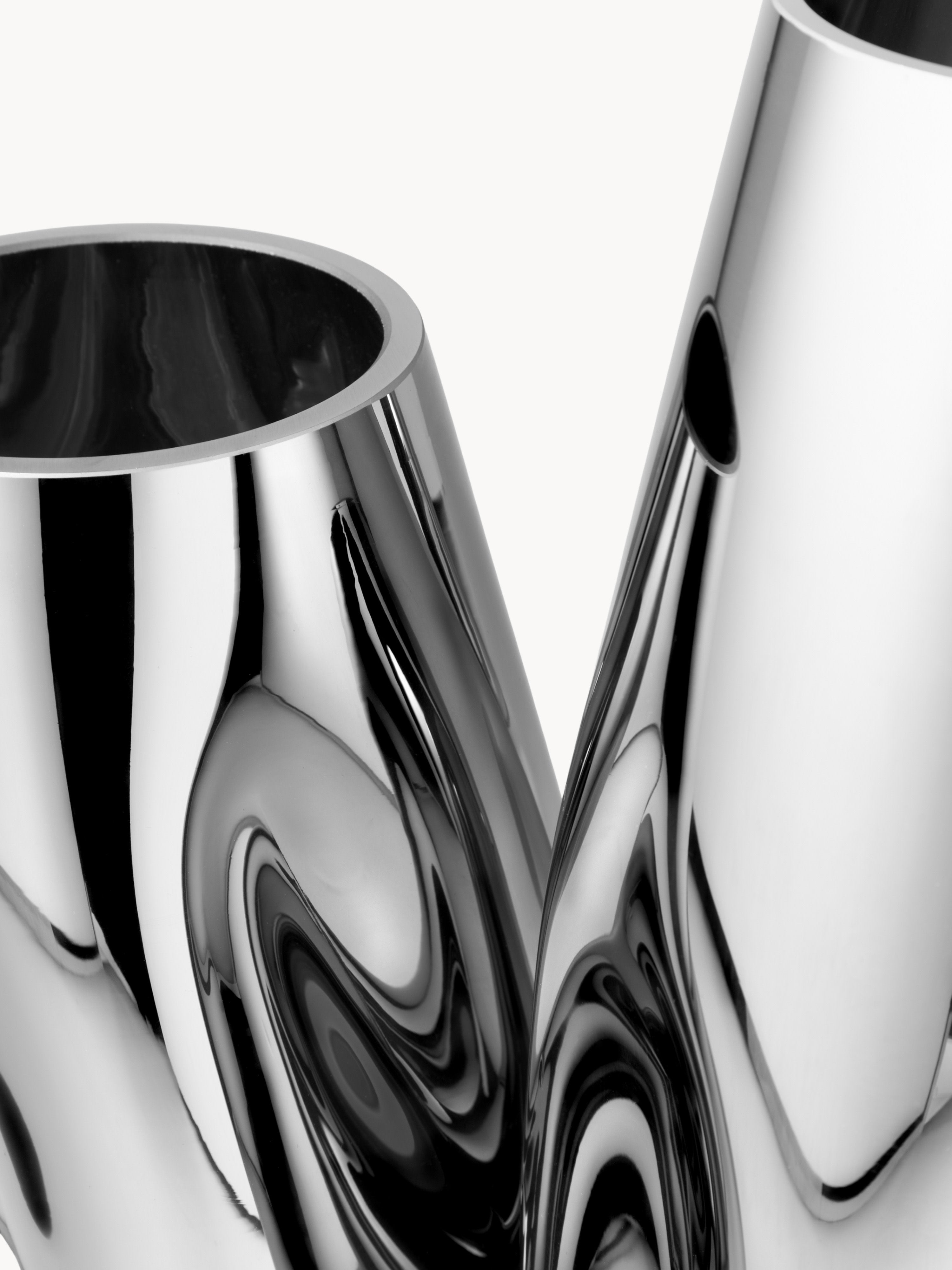 Mirror Mouth-Blown Glass Vase, H 35 cm
