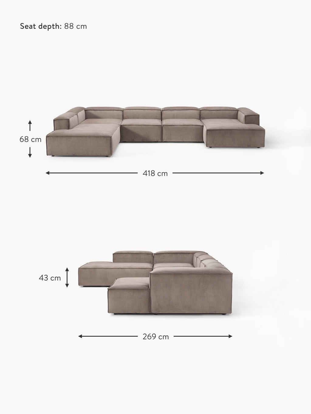 Lennon XL Corduroy Modular Sofa