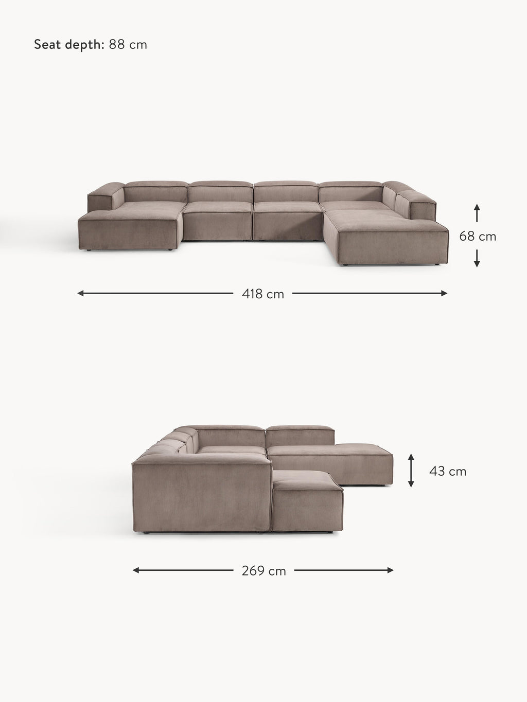 Lennon XL Corduroy Modular Sofa