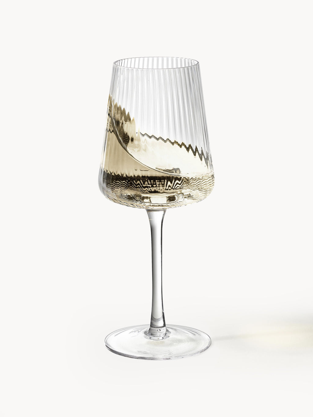 Cami Handmade White Wine Glasses with Embossed Pattern, Set of 4