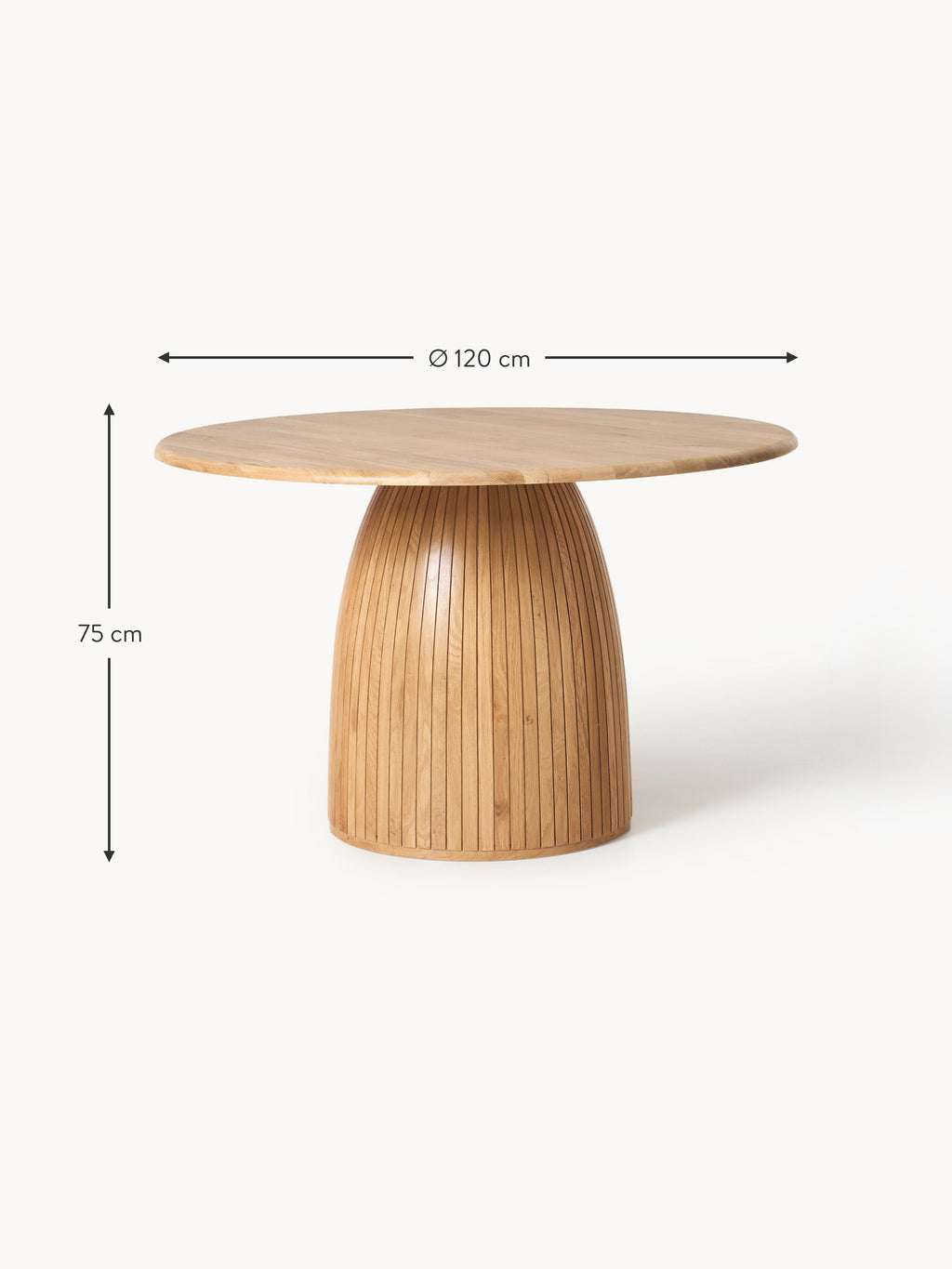 Nelly Round Dining Table with Groove Structure, in various sizes