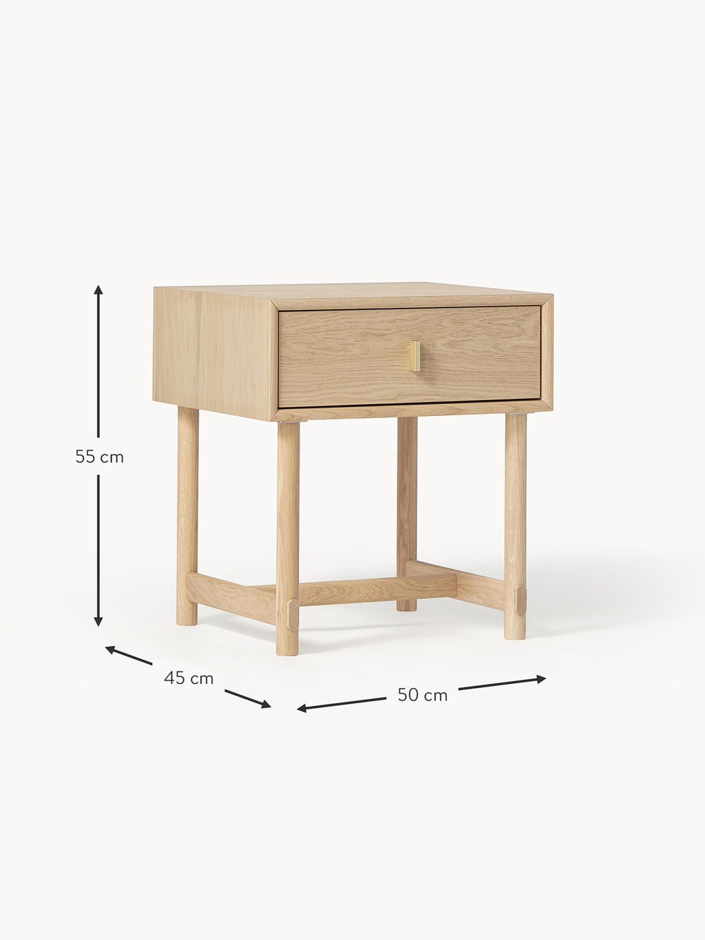 Diana Oak Wood Bedside Table with Drawer
