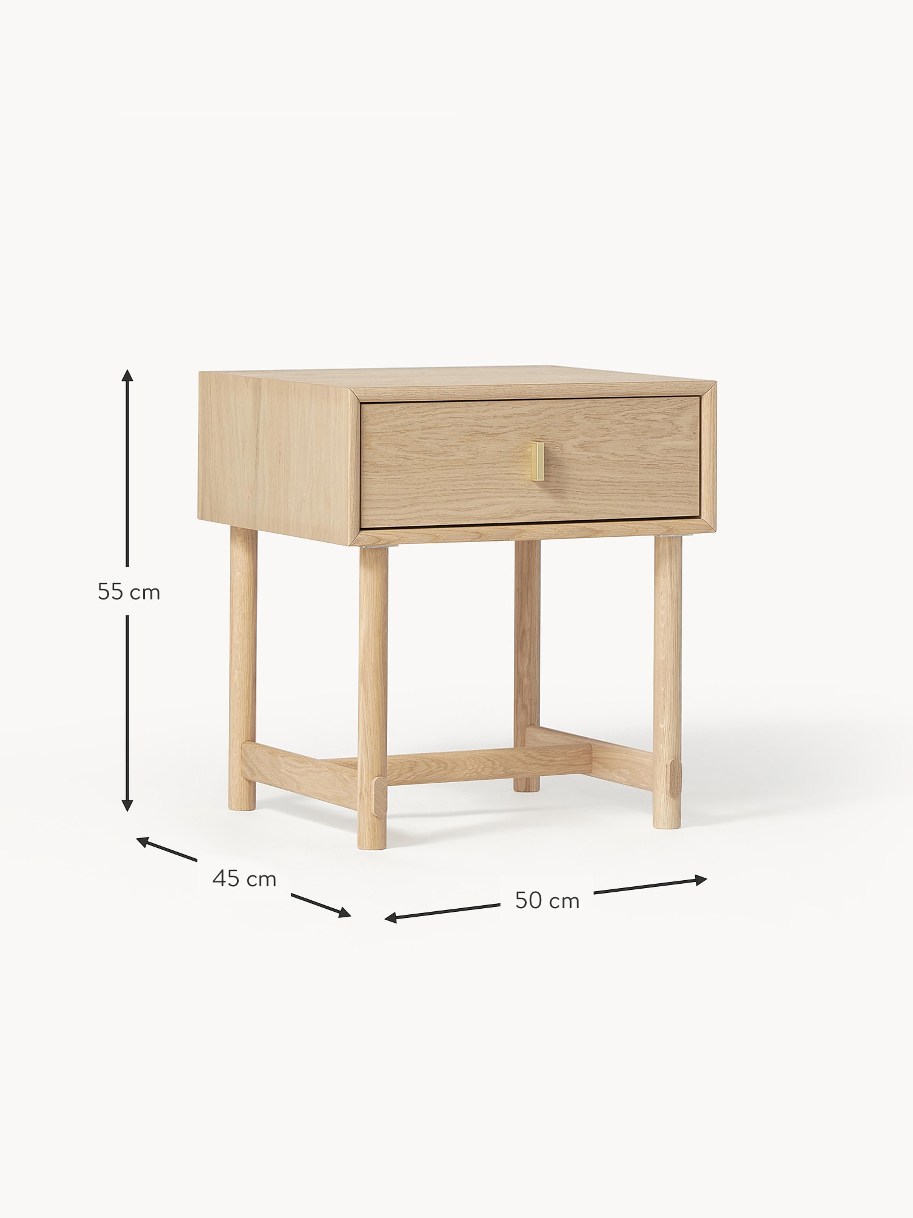 Diana Oak Wood Bedside Table with Drawer