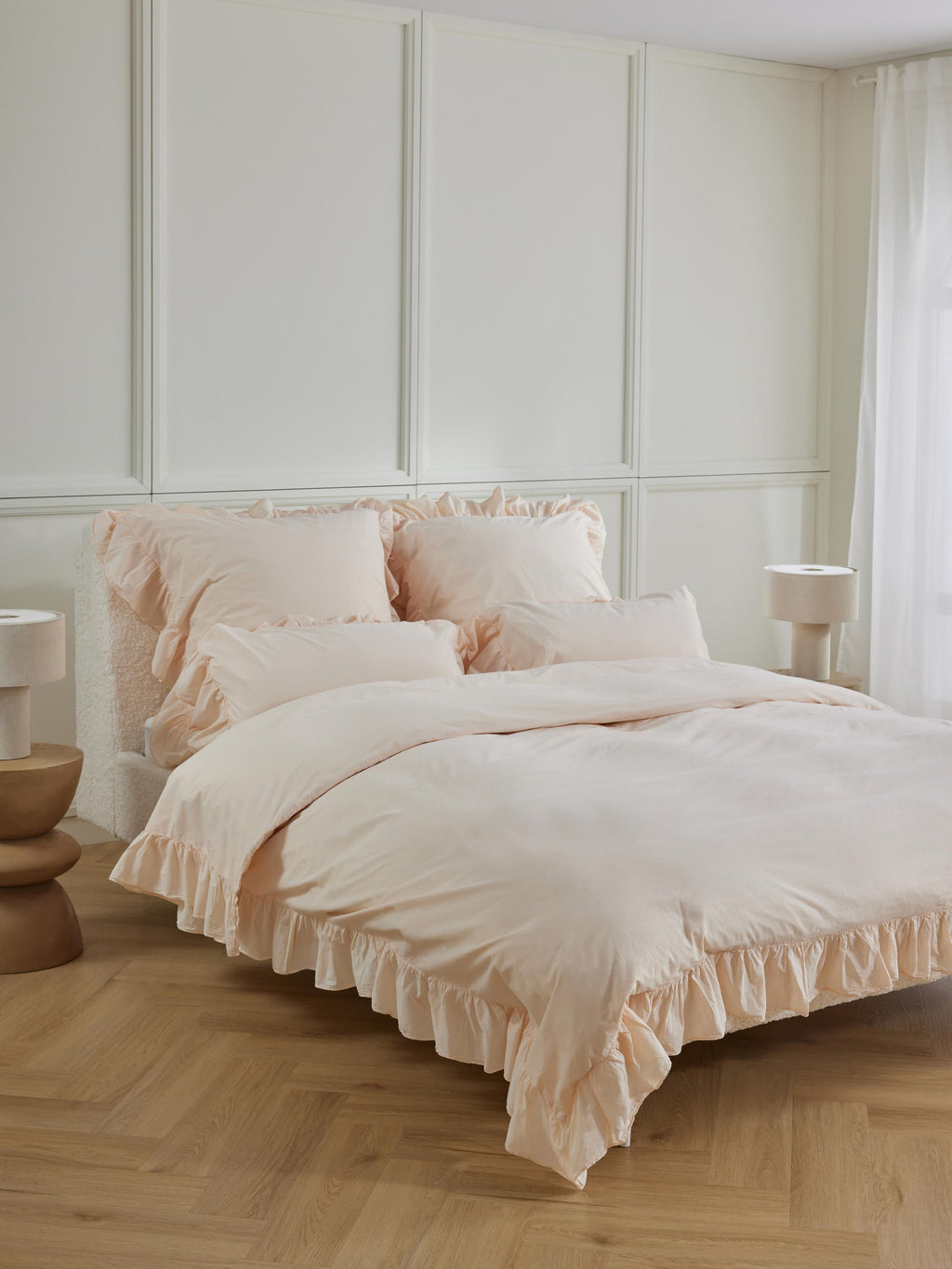 Louane Washed Cotton Percale Duvet Cover with Ruffles