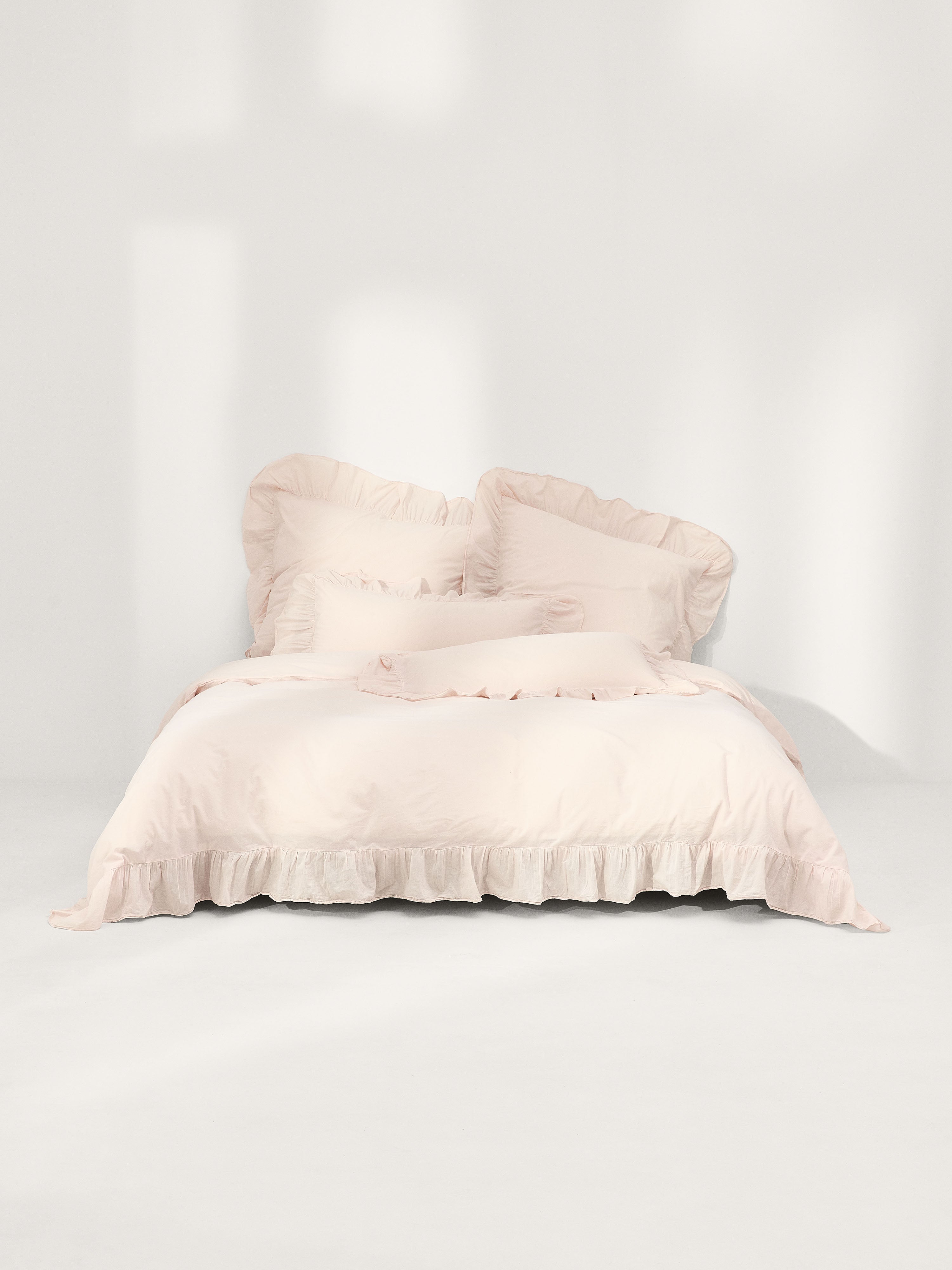 Louane Washed Cotton Percale Duvet Cover with Ruffles