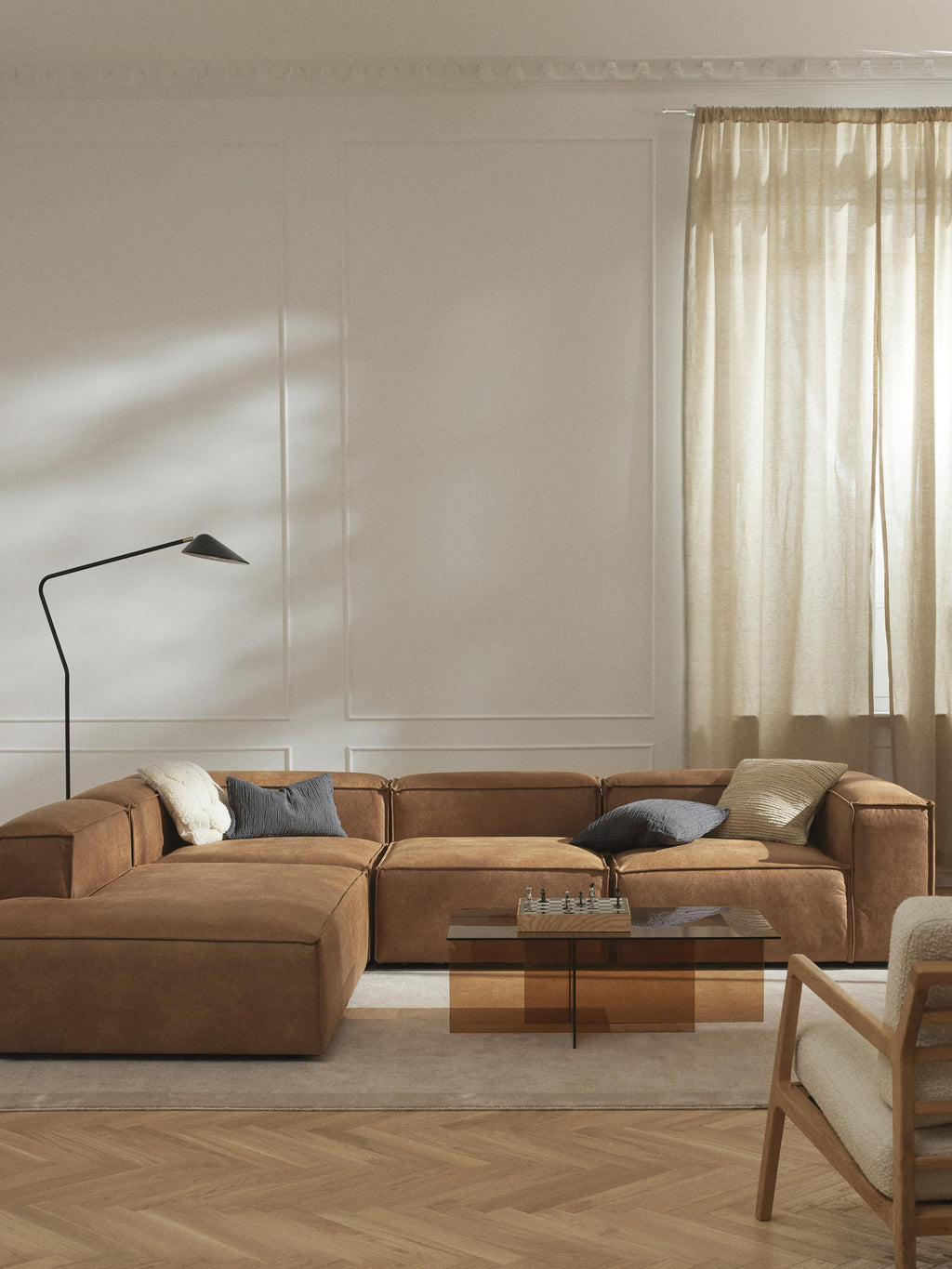 Lennon Modular Leather Corner Sofa (4-seater)