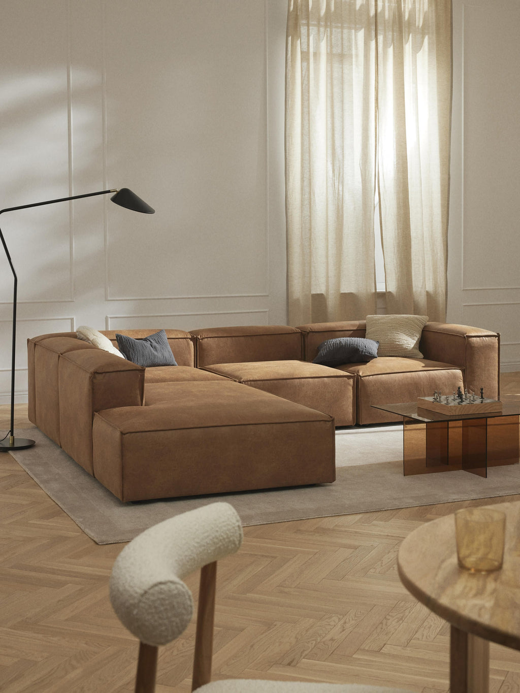 Lennon Modular Leather Corner Sofa (4-seater)