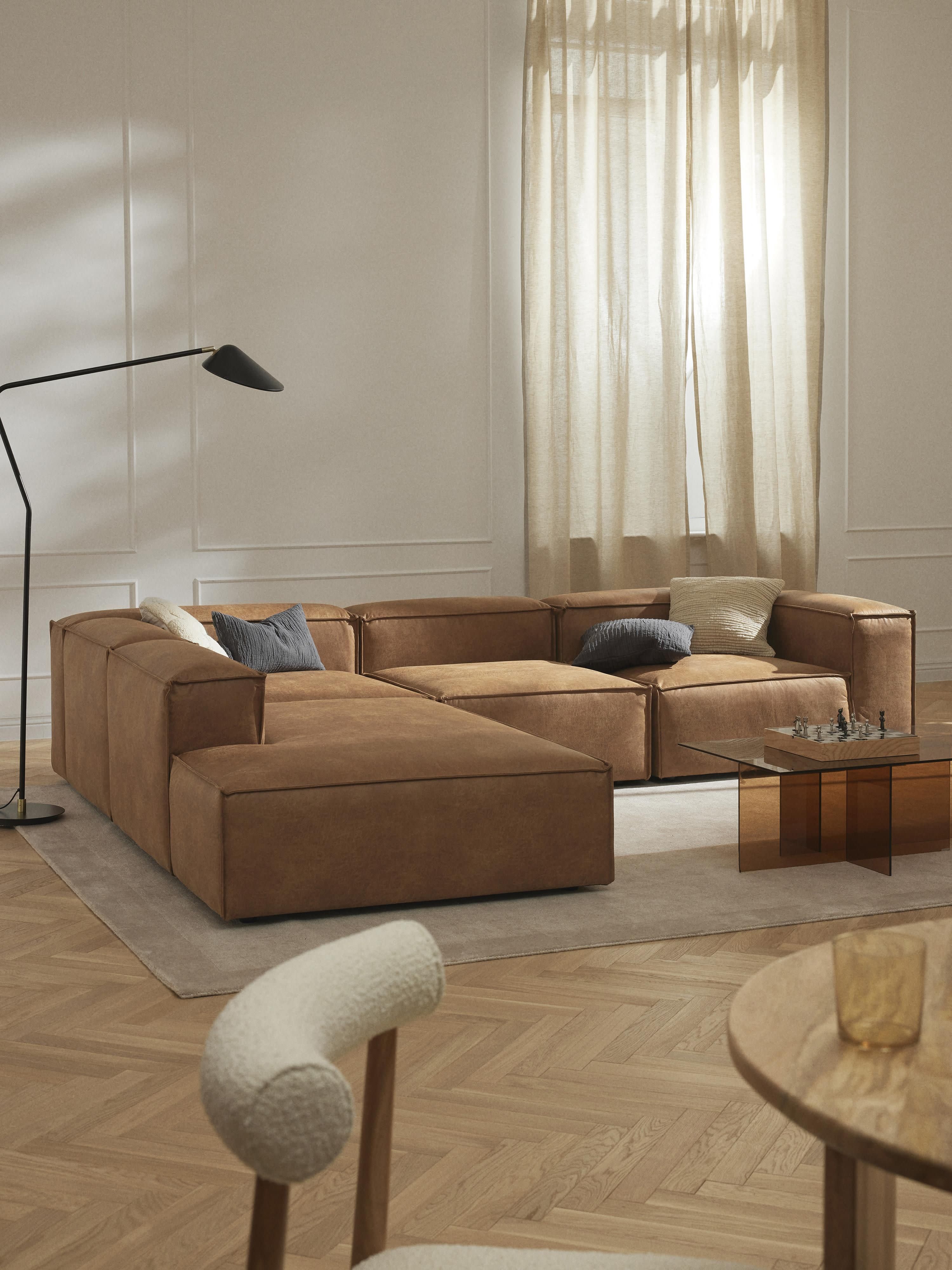 Lennon Modular Leather Corner Sofa (4-seater)