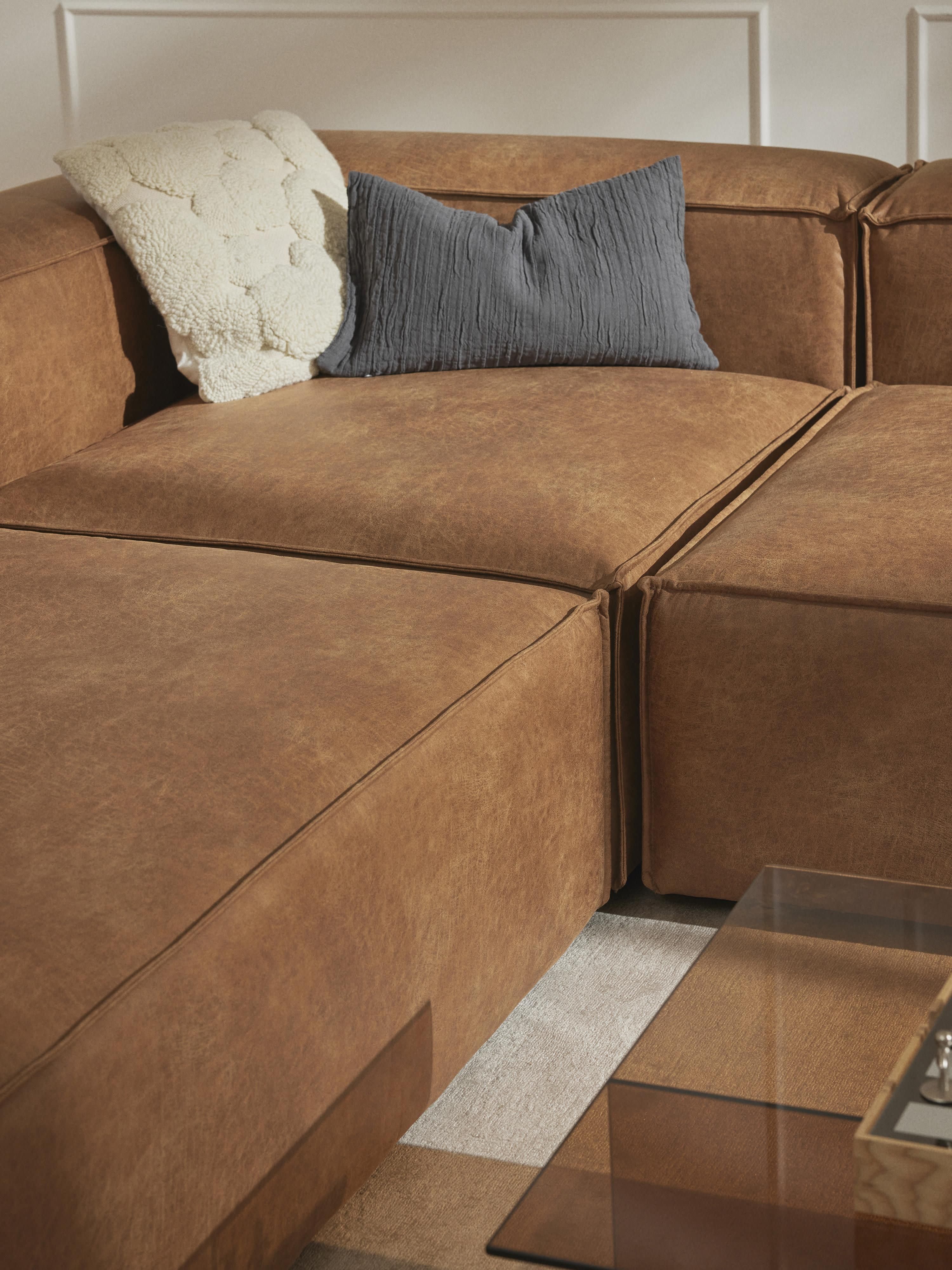 Lennon Modular Leather Corner Sofa (4-seater)